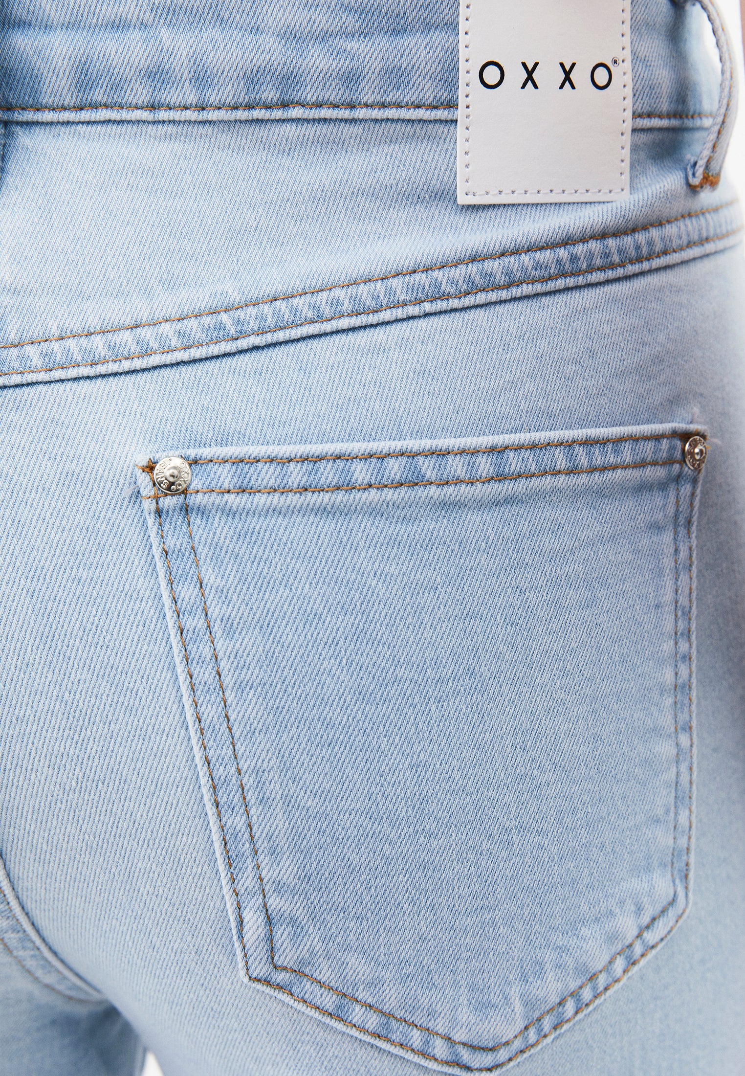Denim High Waist Short Flared Pants - ICE BLUE DENIM