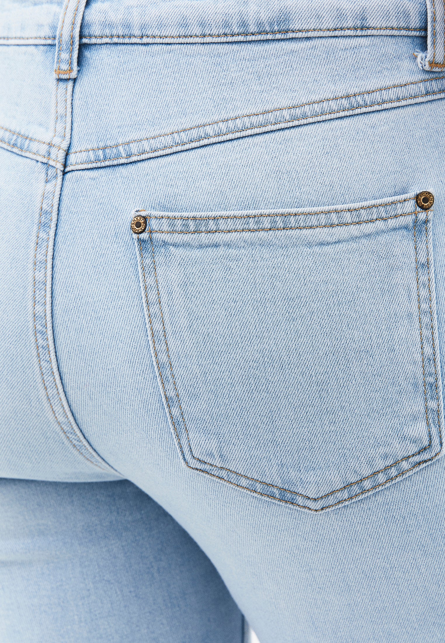 High Waist Pocketed Short Flared Leg Pants - ICE BLUE DENIM