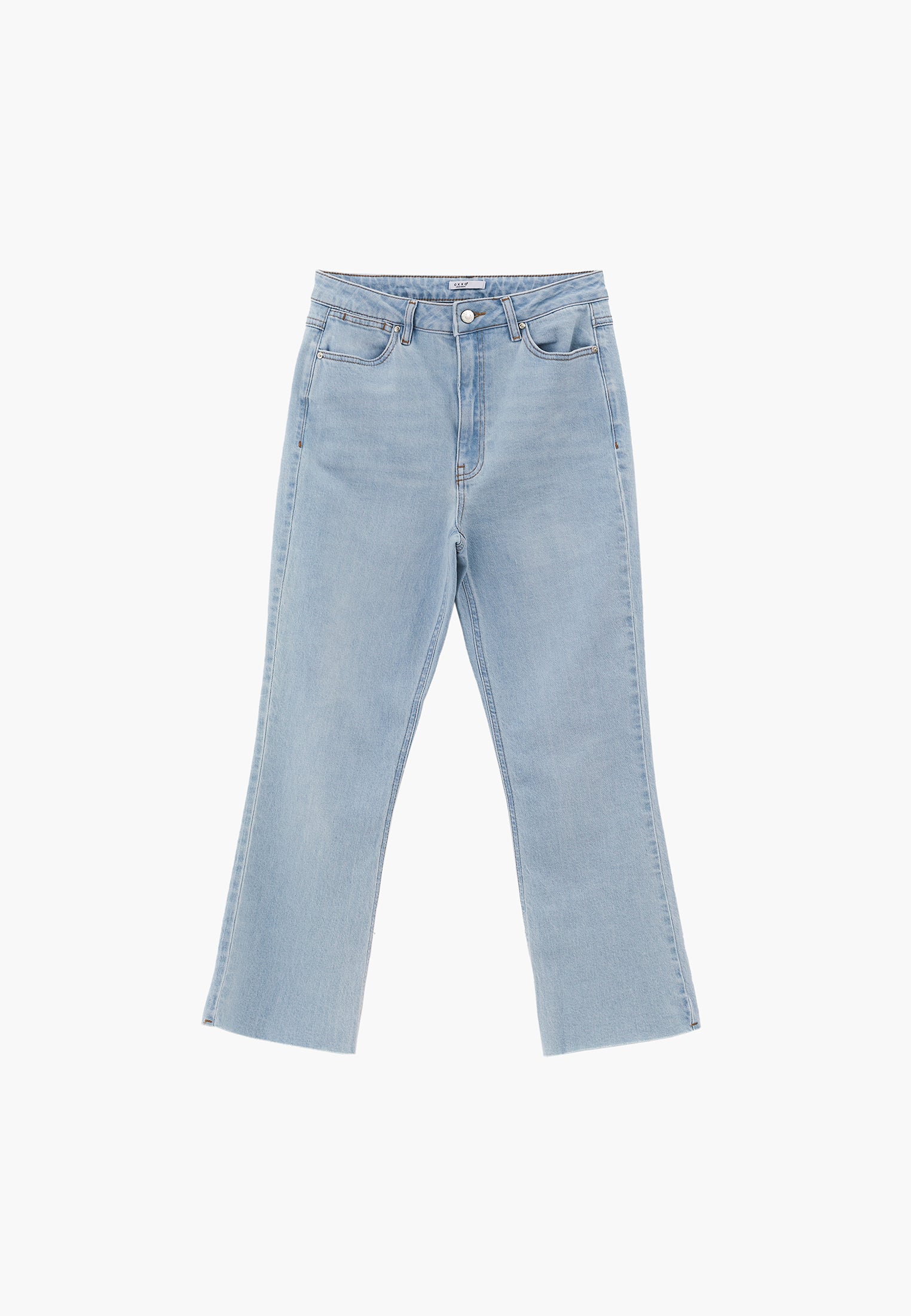 Denim High Waist Short Flared Pants - ICE BLUE DENIM