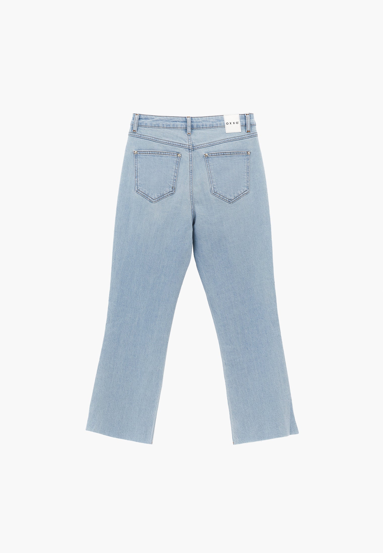 Denim High Waist Short Flared Pants - ICE BLUE DENIM
