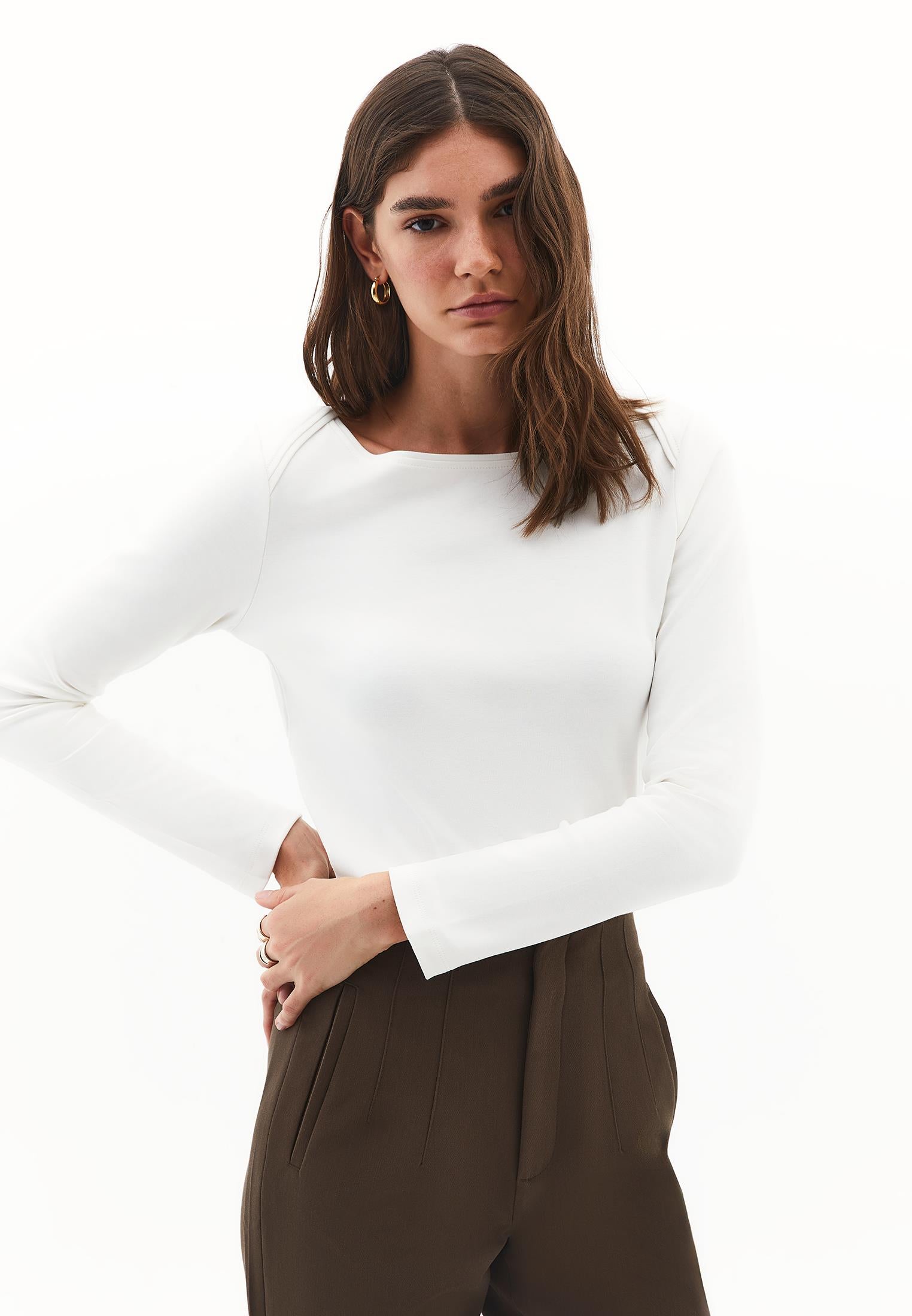 Boat Neck T-Shirt - ICE MILK