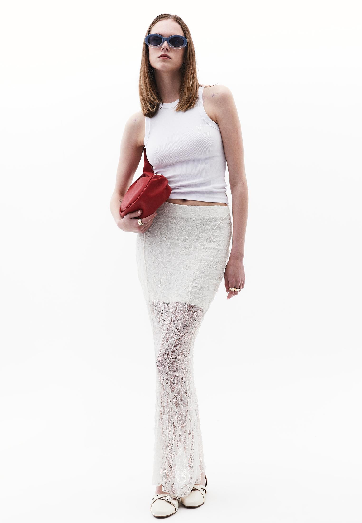 Long, High Waist, Elastic Skirt Ribana - ICE MILK
