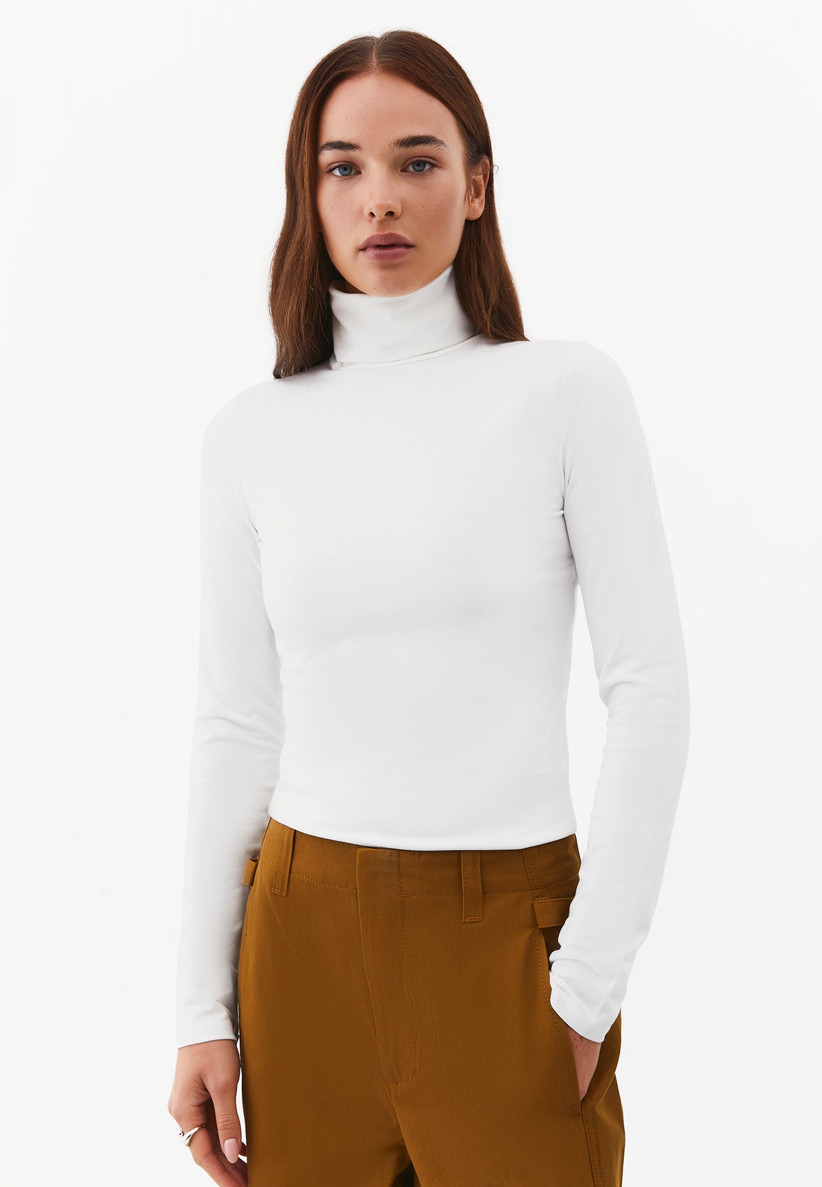 Turtleneck Long Sleeve Bodycon Top - ICE MILK