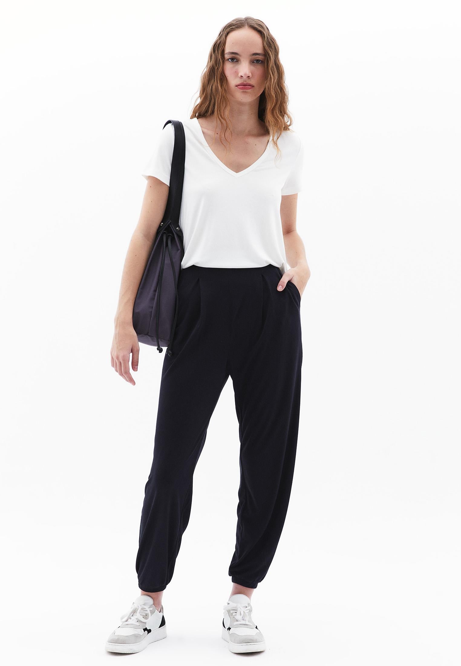 V Neck Loose Fit T-Shirt - ICE MILK