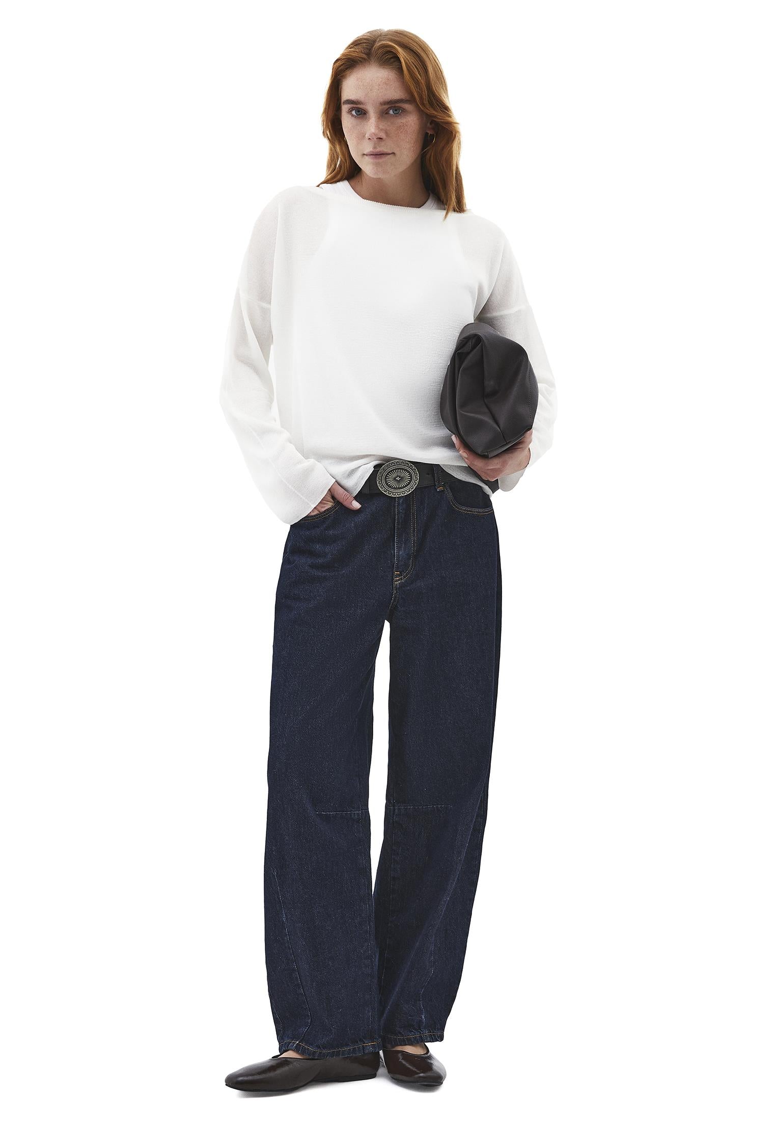 Boat Neck Long Sleeve Sweater - ICE MILK
