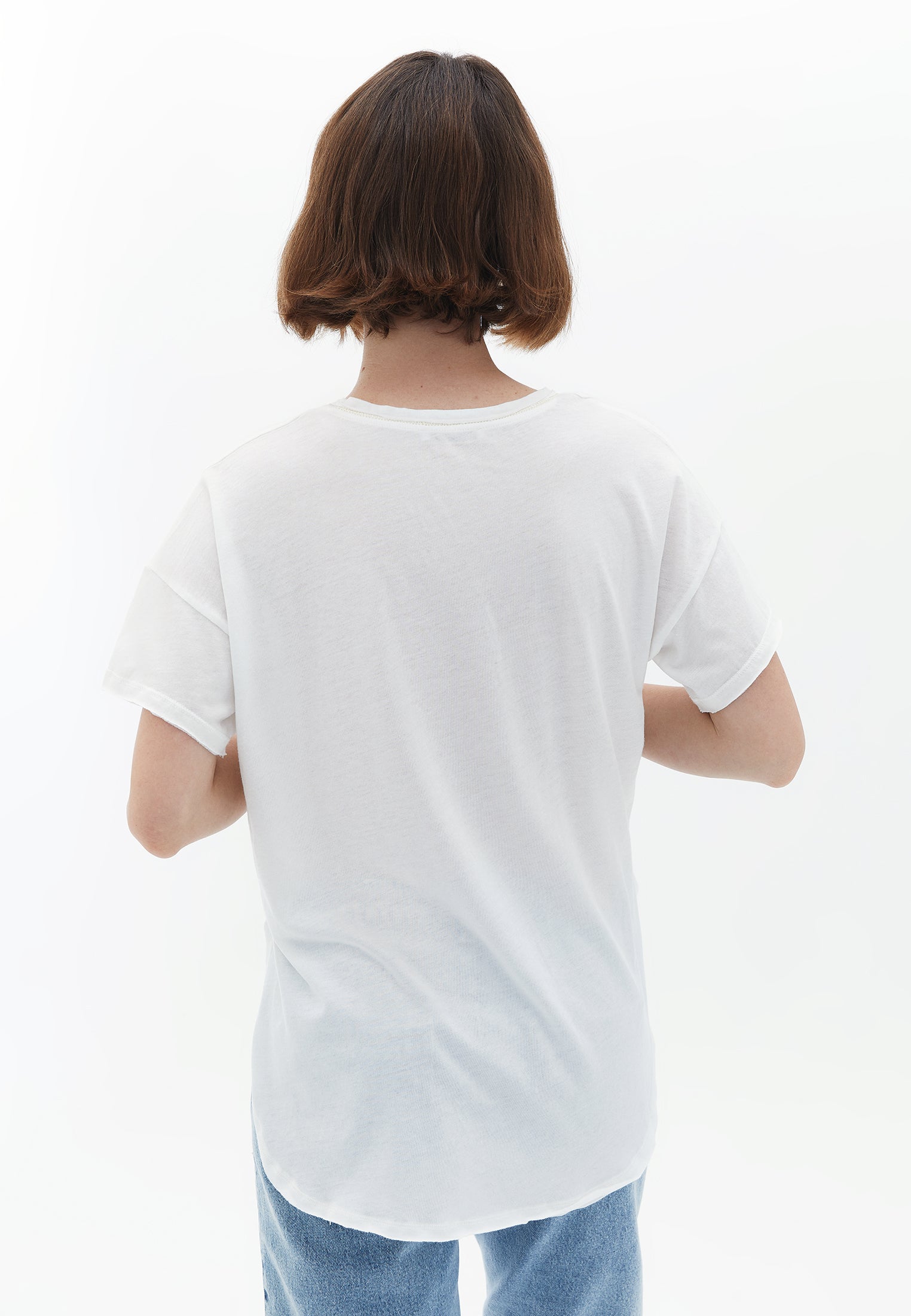 V Neck Short Sleeve T-Shirt - ICE MILK