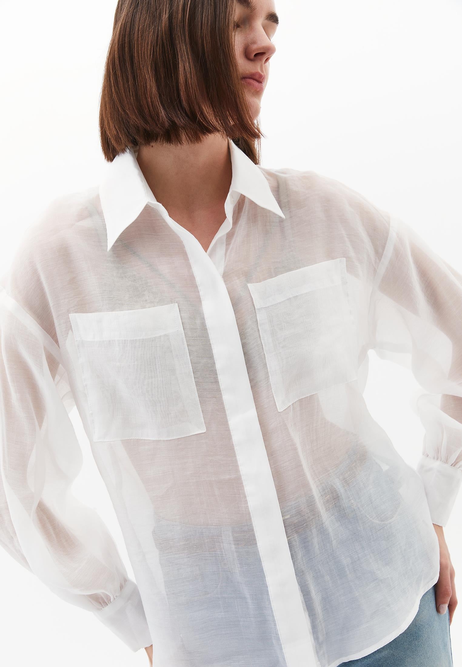 Loose Fit Long Sleeve Buttoned Shirt - ICE MILK