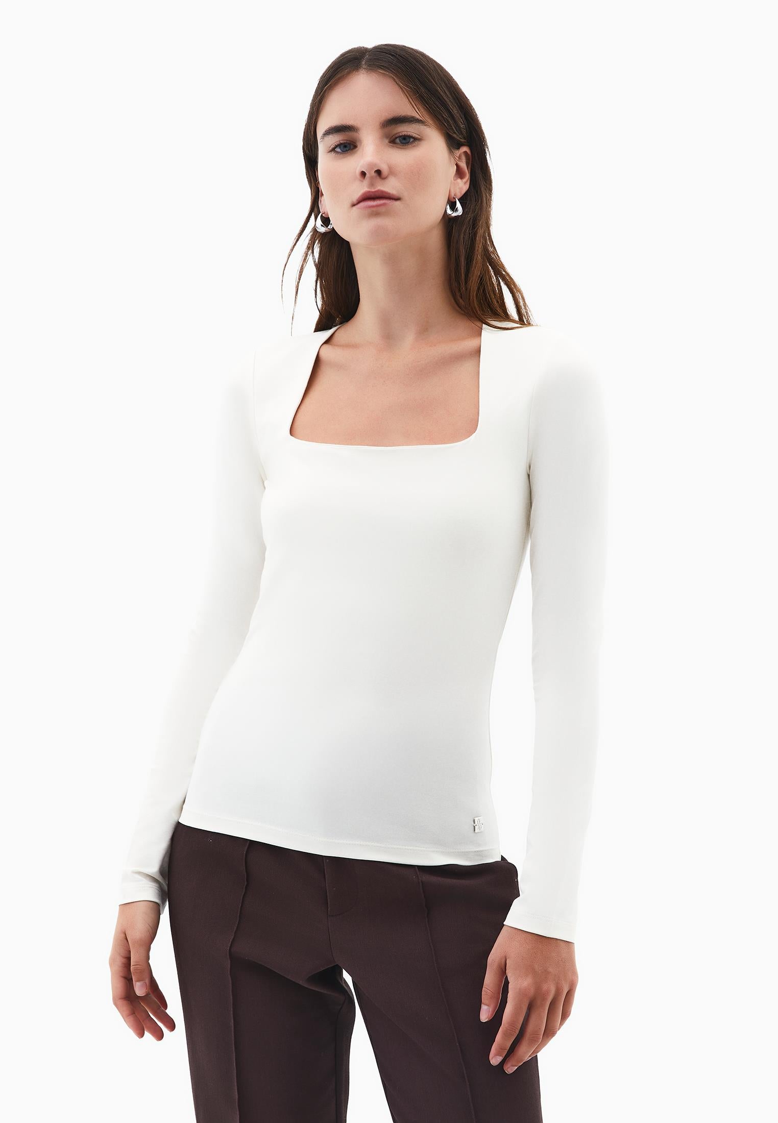 Square Neck Modal T-Shirt - ICE MILK