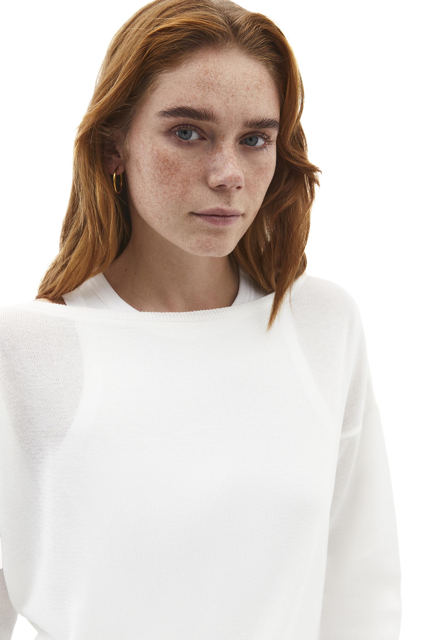 Boat Neck Long Sleeve Sweater - ICE MILK