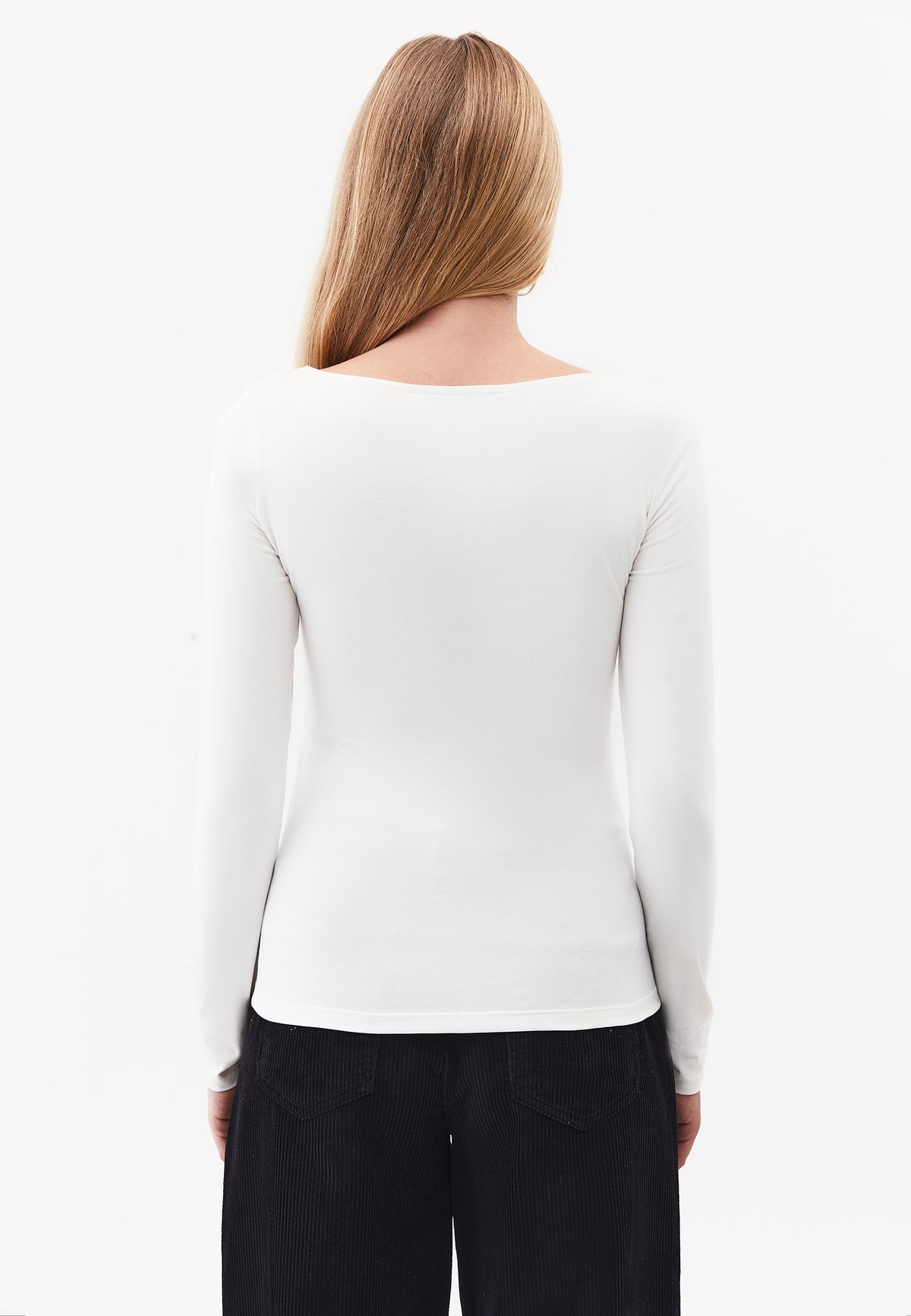 Long Sleeve T-Shirt with Collar Detail - ICE MILK