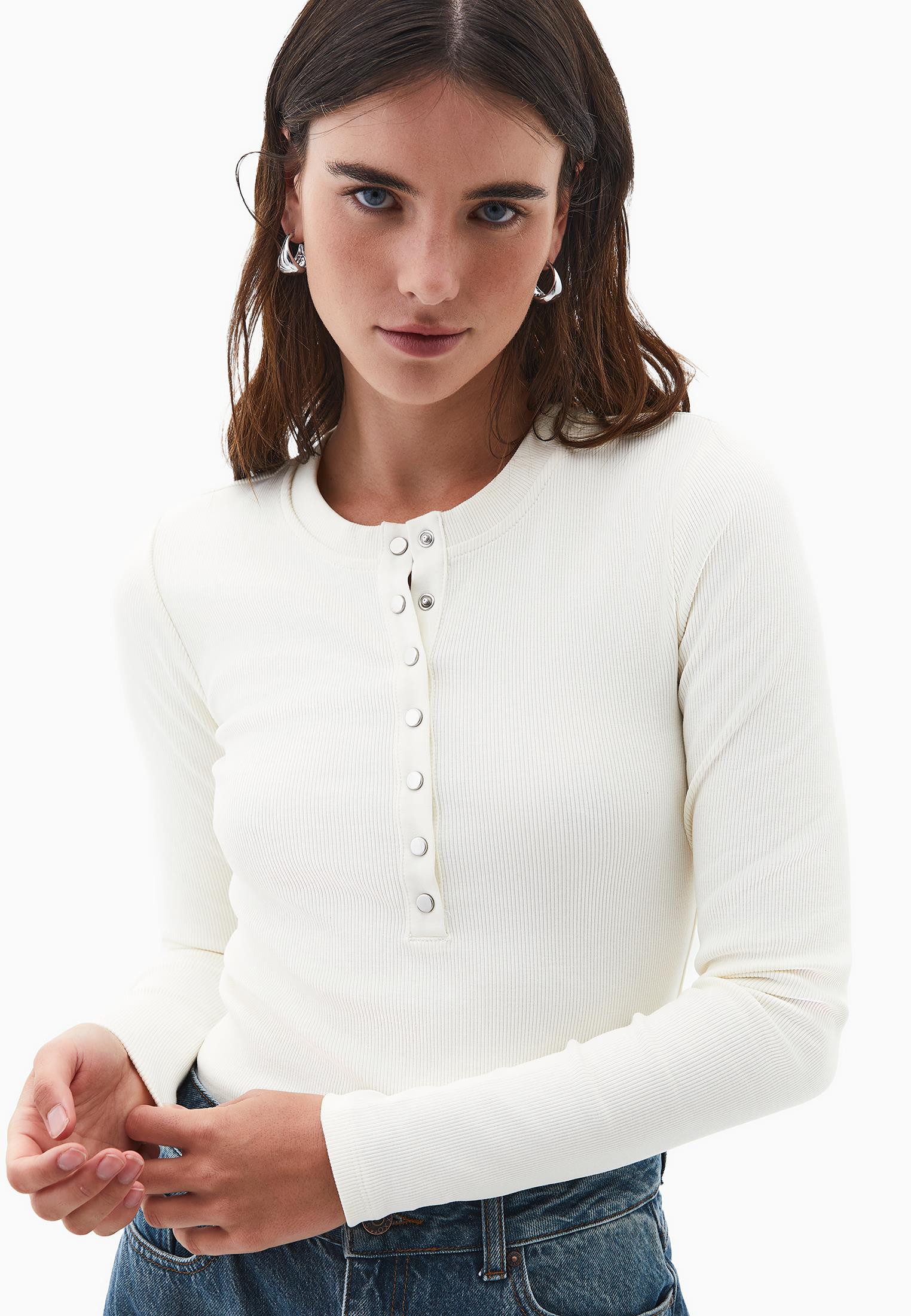 Long Sleeve Crew Neck Bodycon T-Shirt - ICE MILK