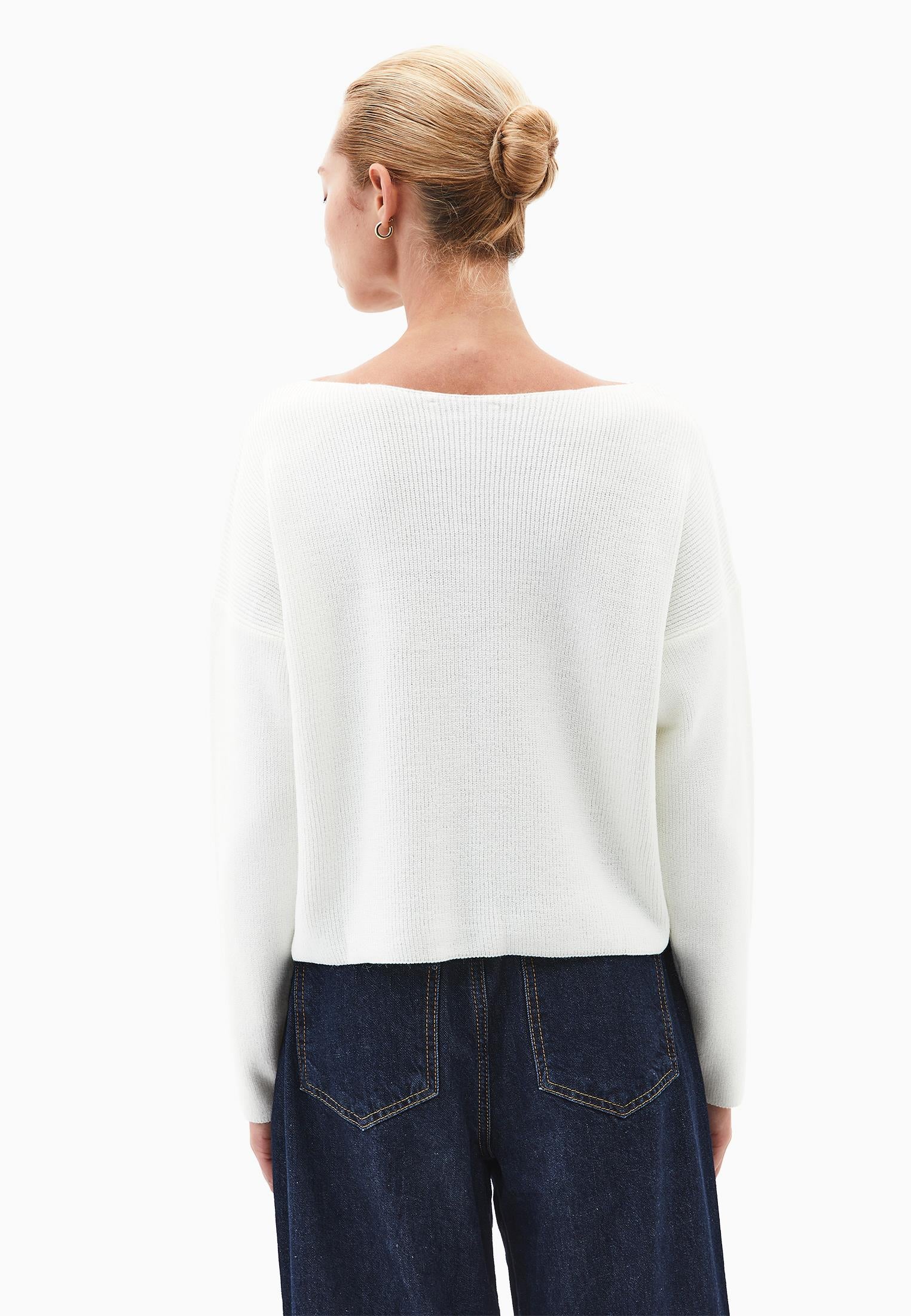 Boat Neck Polyamide Sweater - ICE MILK