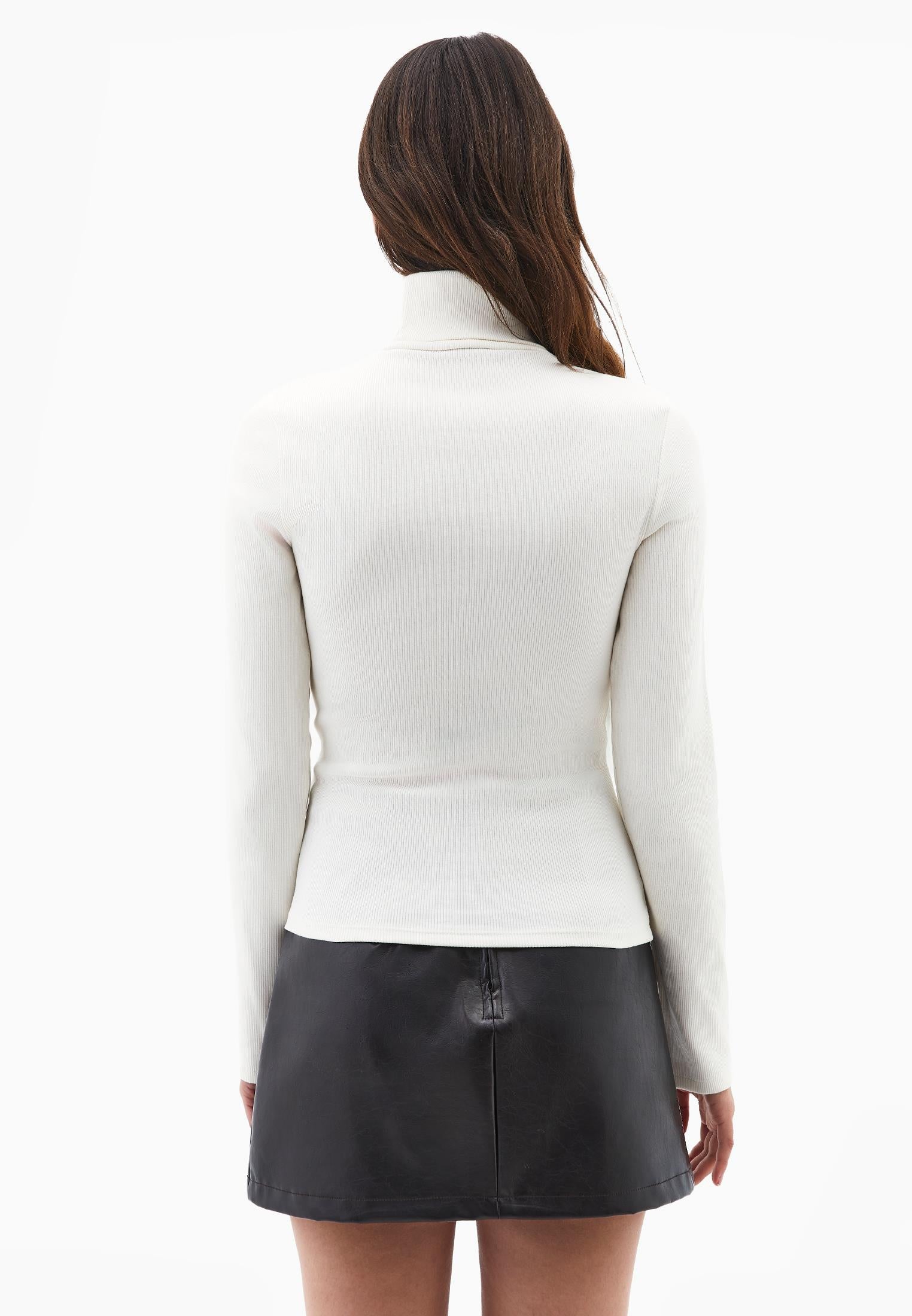 Turtleneck Long Sleeve Bodycon Top - ICE MILK