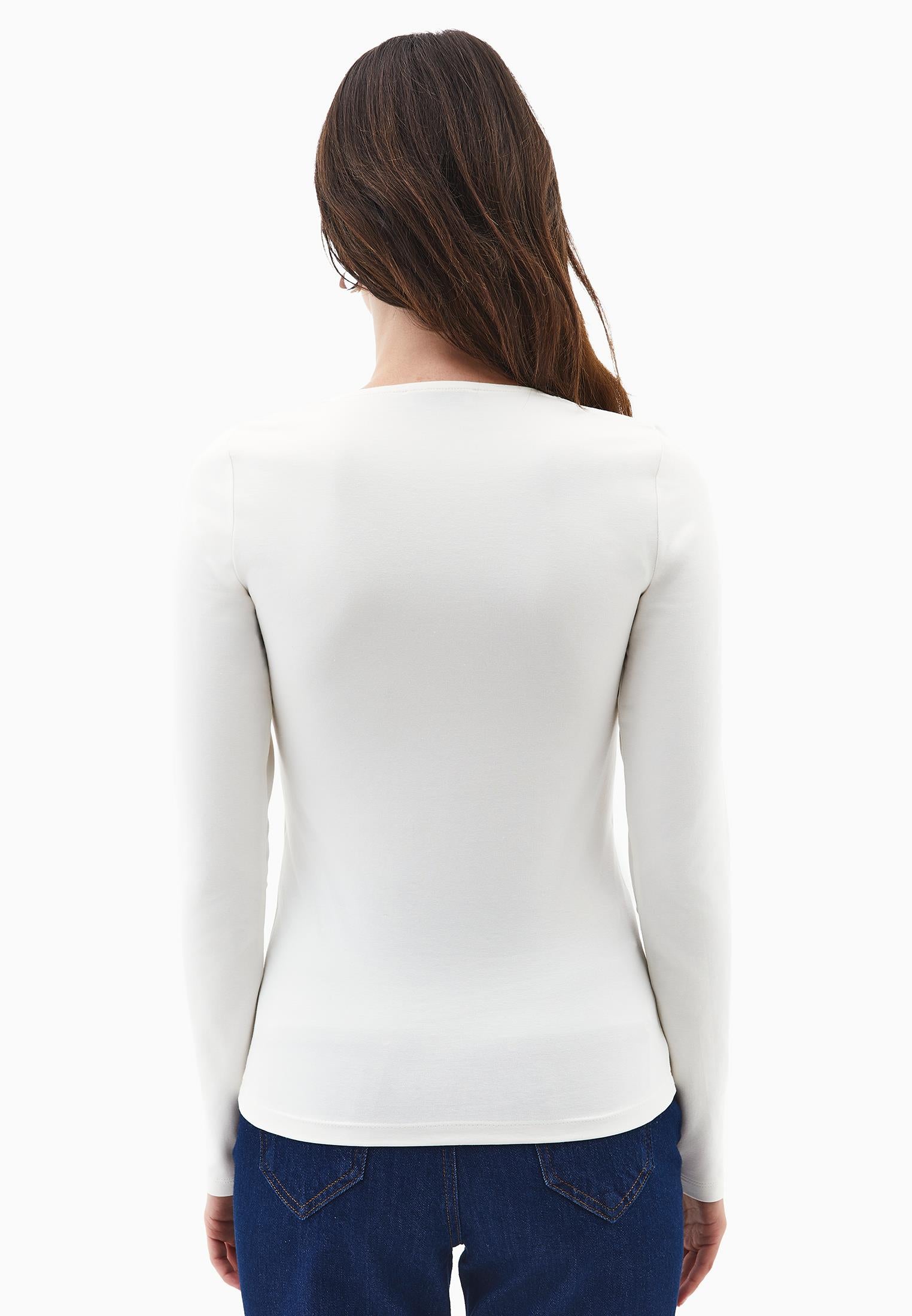 V Neck Long Sleeve T-Shirt - ICE MILK