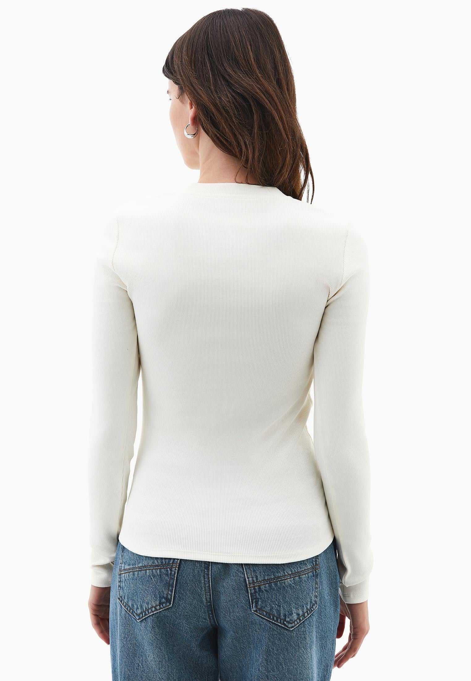Long Sleeve Crew Neck Bodycon T-Shirt - ICE MILK