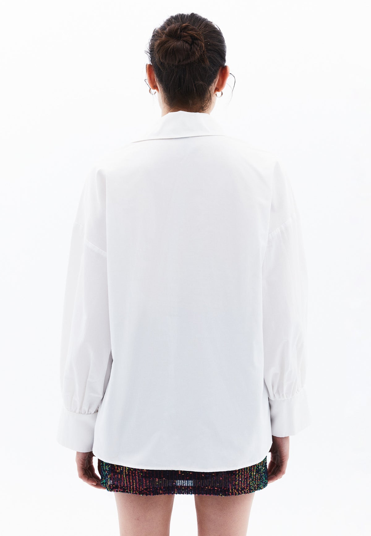 Stone Detailed Oversize Shirt - ICE MILK