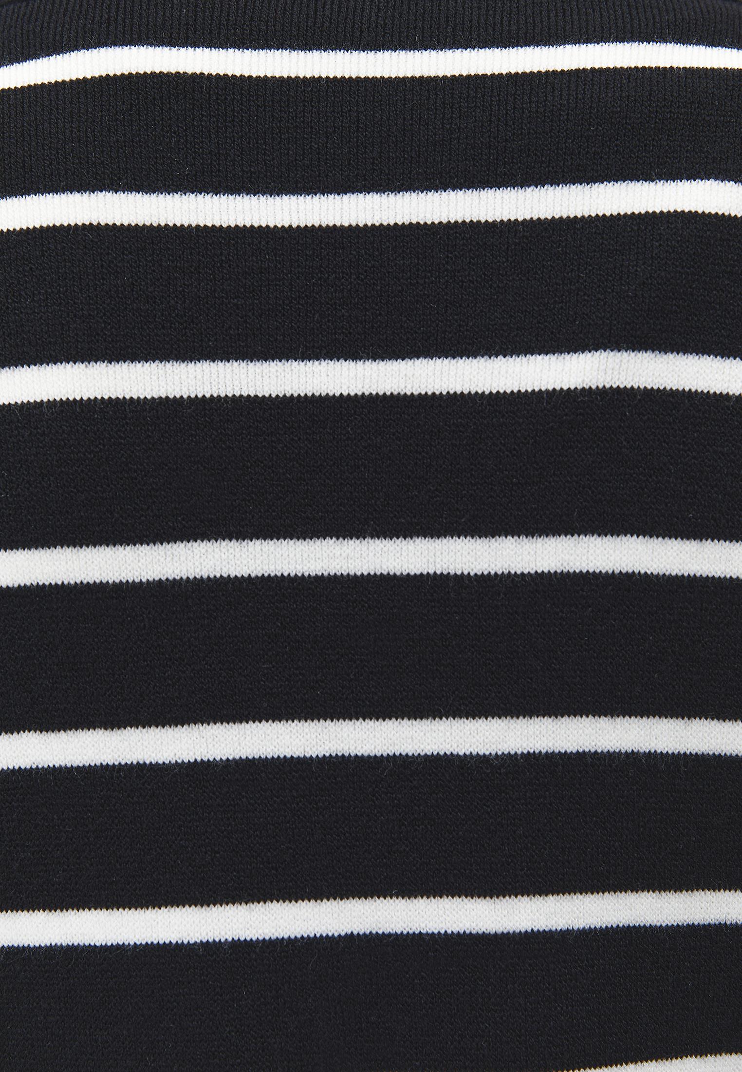 V Neck Striped Loose Knit Cardigan - BLACK/ICE MILK