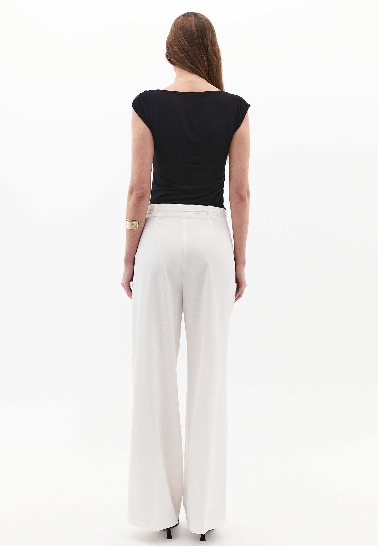 High Waist Wide Leg Pants - ICE MILK