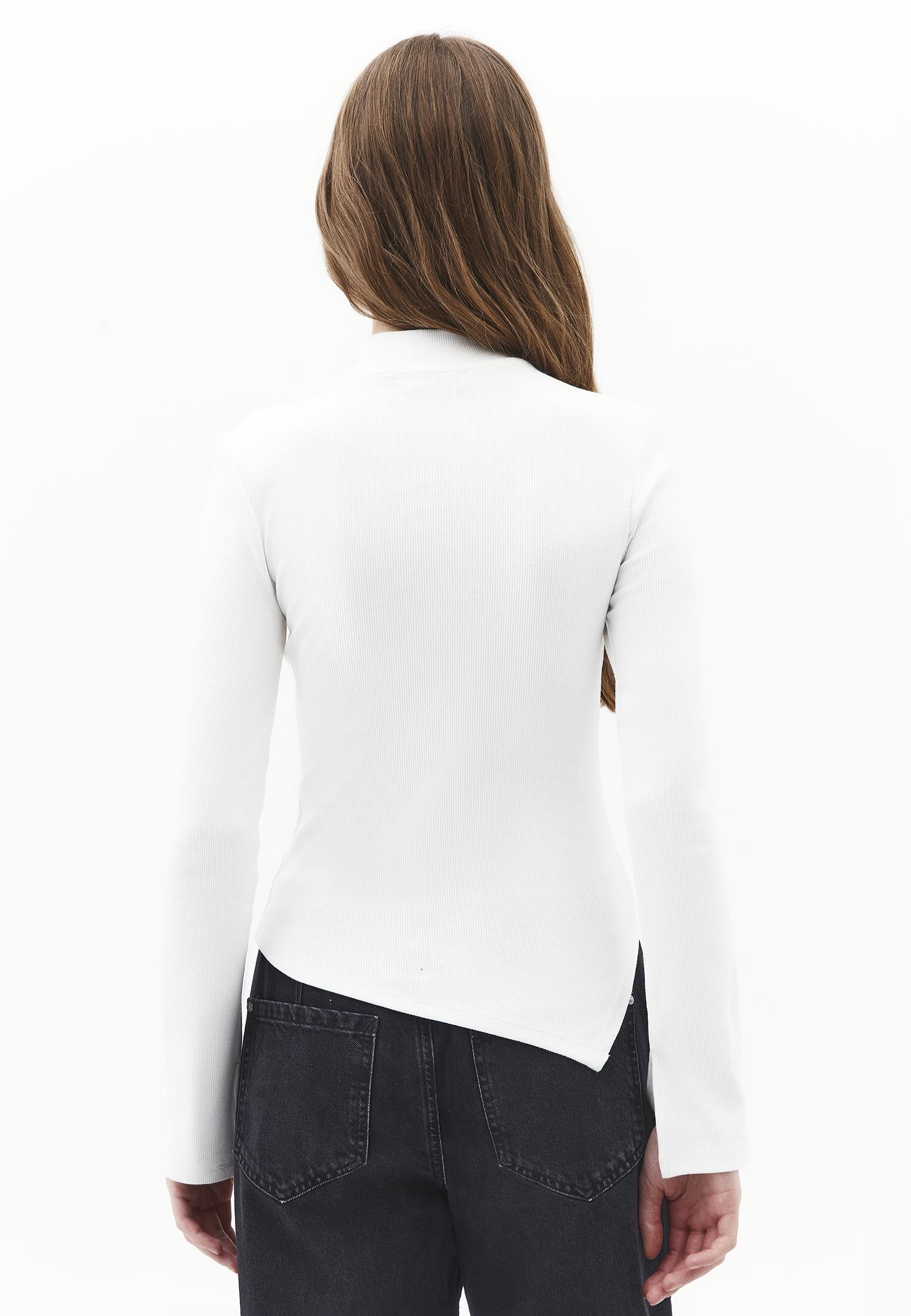 High Neck Cut Out Detail Bodycon T-Shirt - ICE MILK