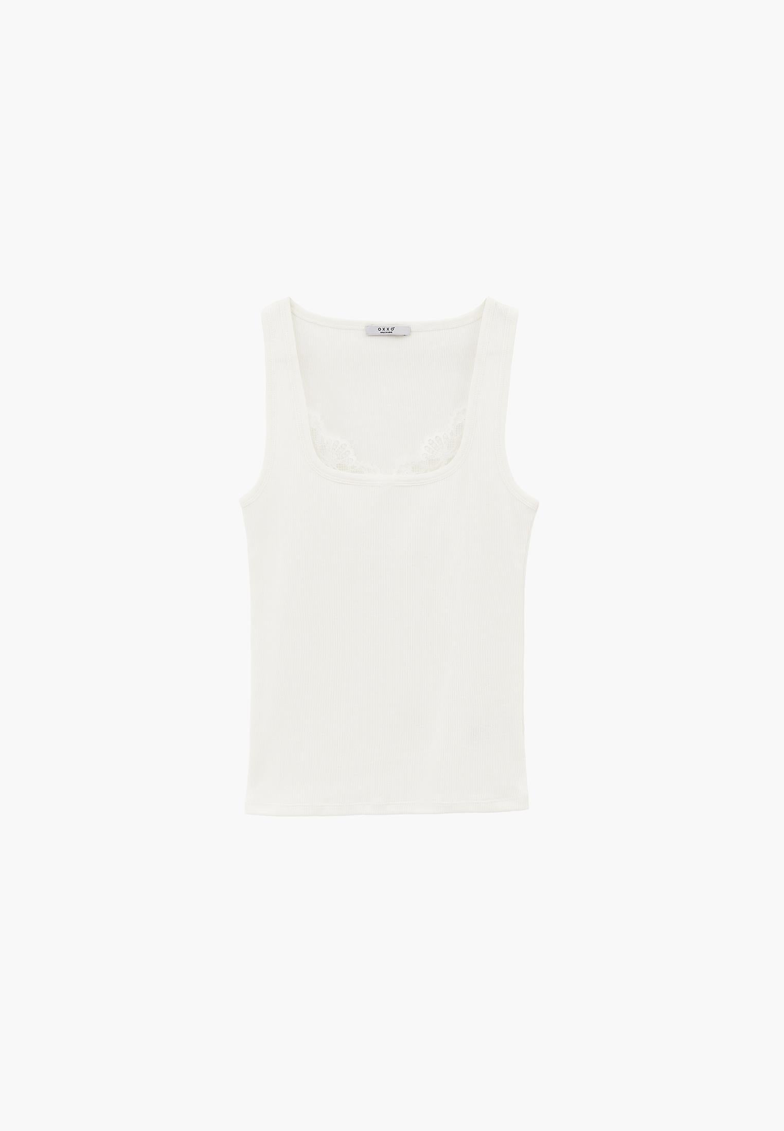 Sleeveless Bodycon Tank Top with Square Neckline - ICE MILK