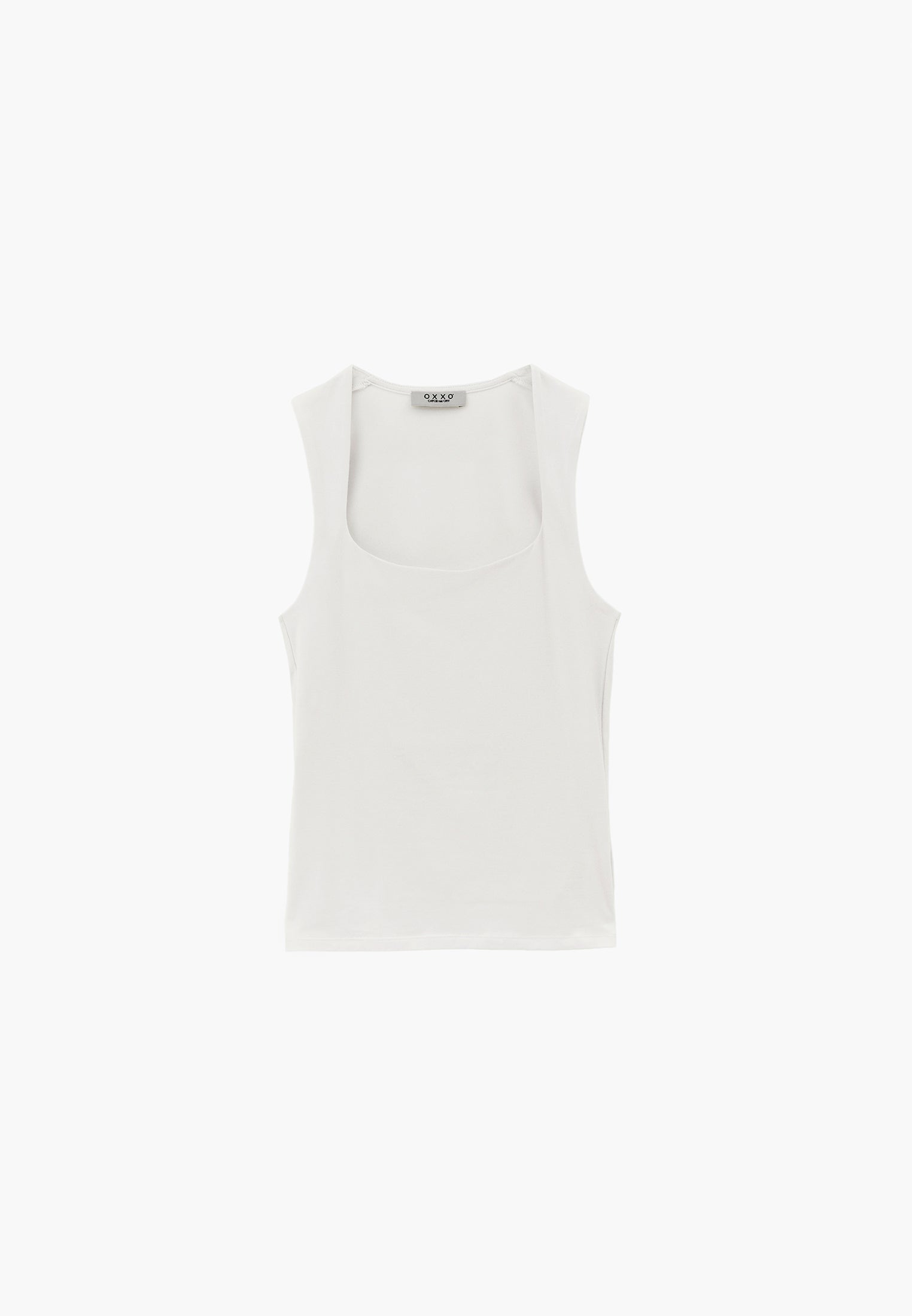 Square Neck Bodycon Standard Tank Top - ICE MILK