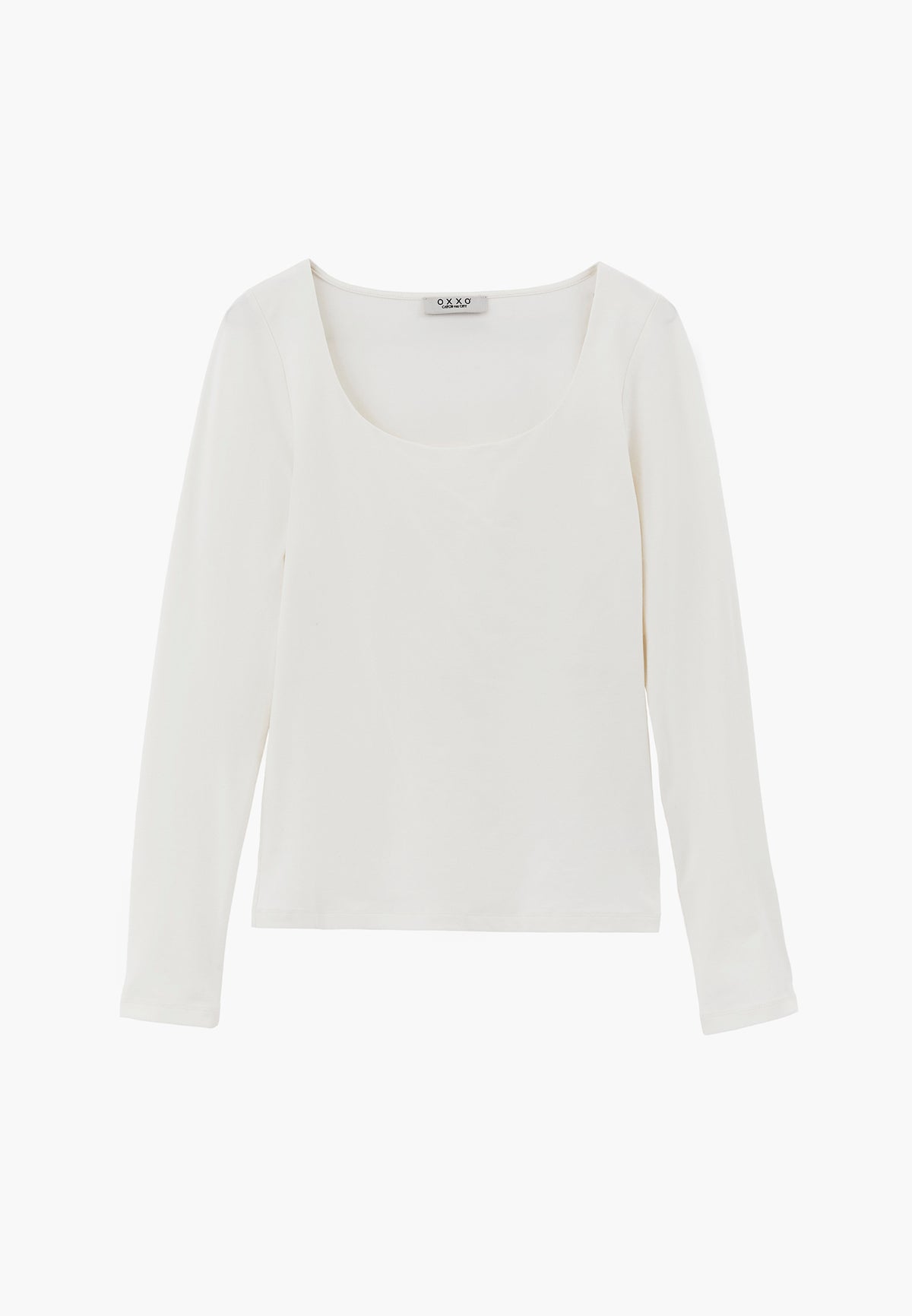 Long Sleeve U Neck Bodycon T-Shirt - ICE MILK