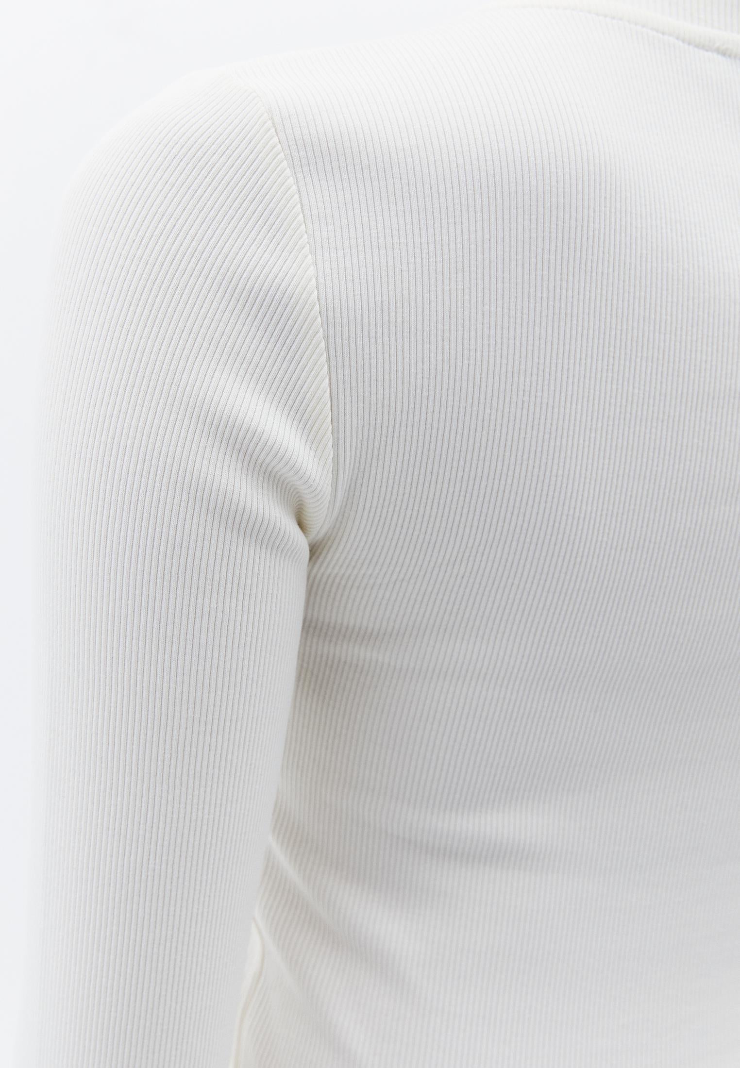 Ribbed Fabric Long Sleeve T-Shirt Crew Neck - ICE MILK