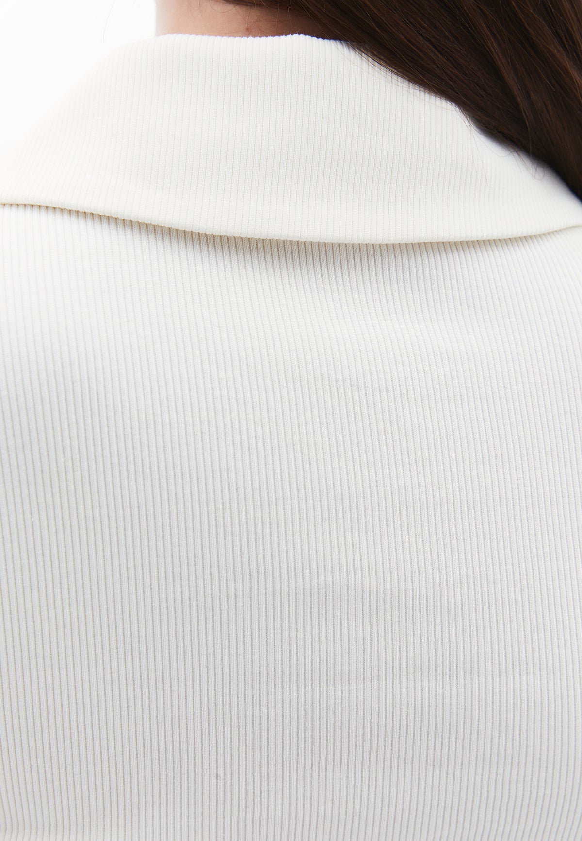 Polo Collar Long Sleeve T-Shirt With Zipper Detail - ICE MILK