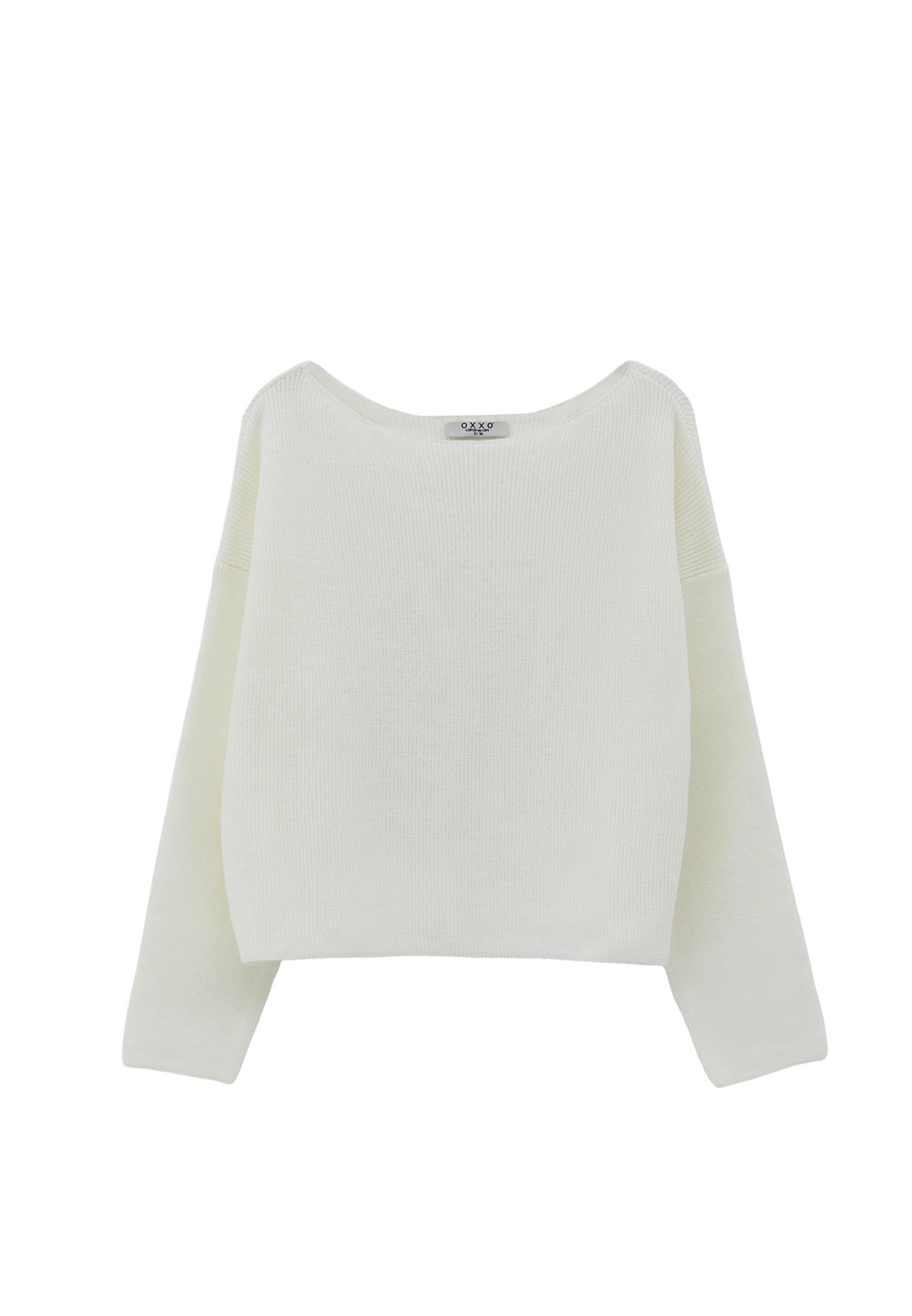 Boat Neck Polyamide Sweater - ICE MILK