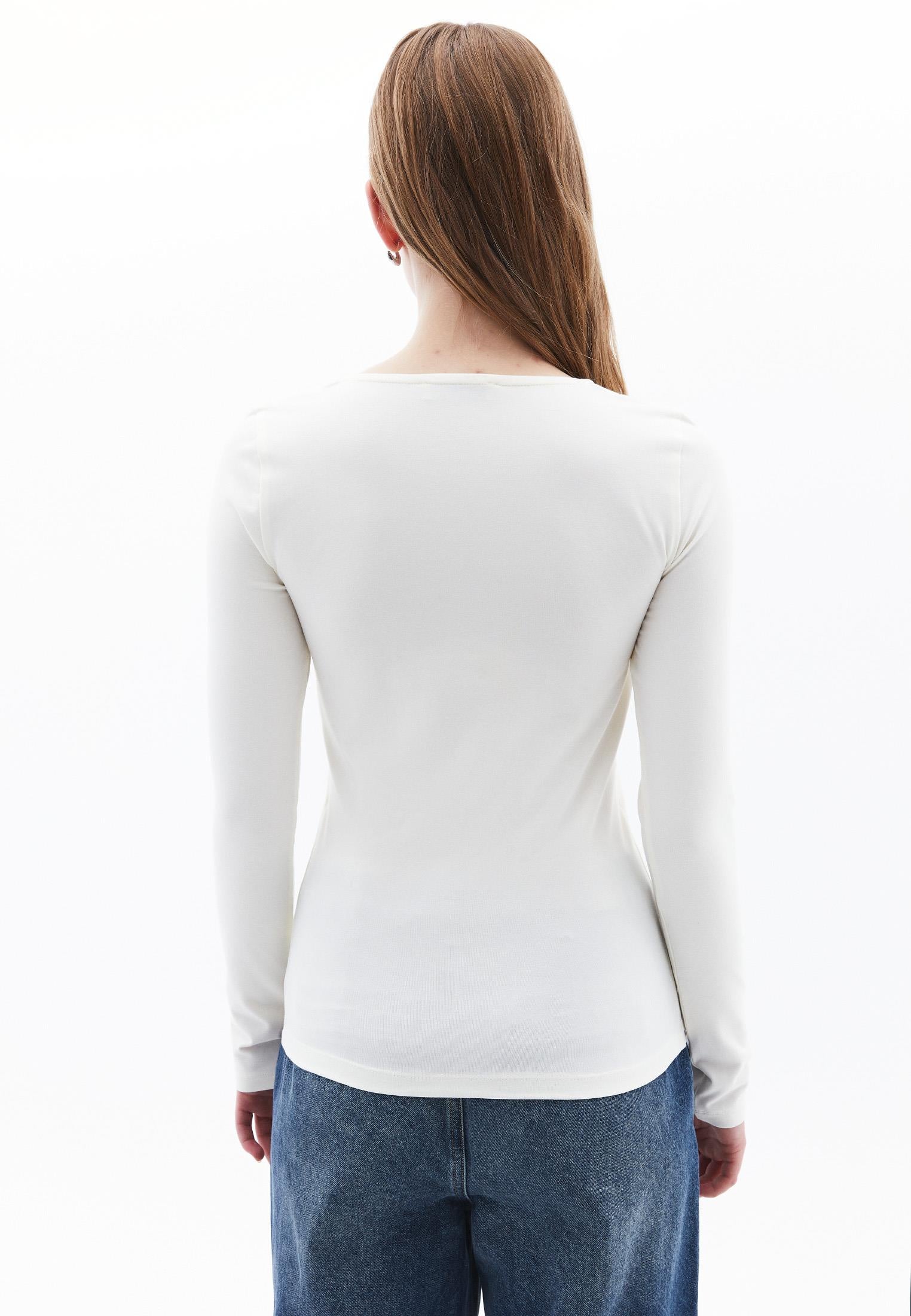 V Neck Long Sleeve T-Shirt - ICE MILK