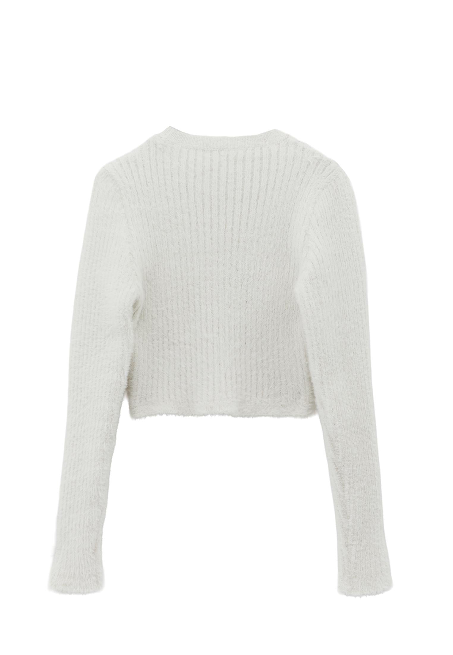 Crew Neck Long Sleeve Sweater - ICE MILK