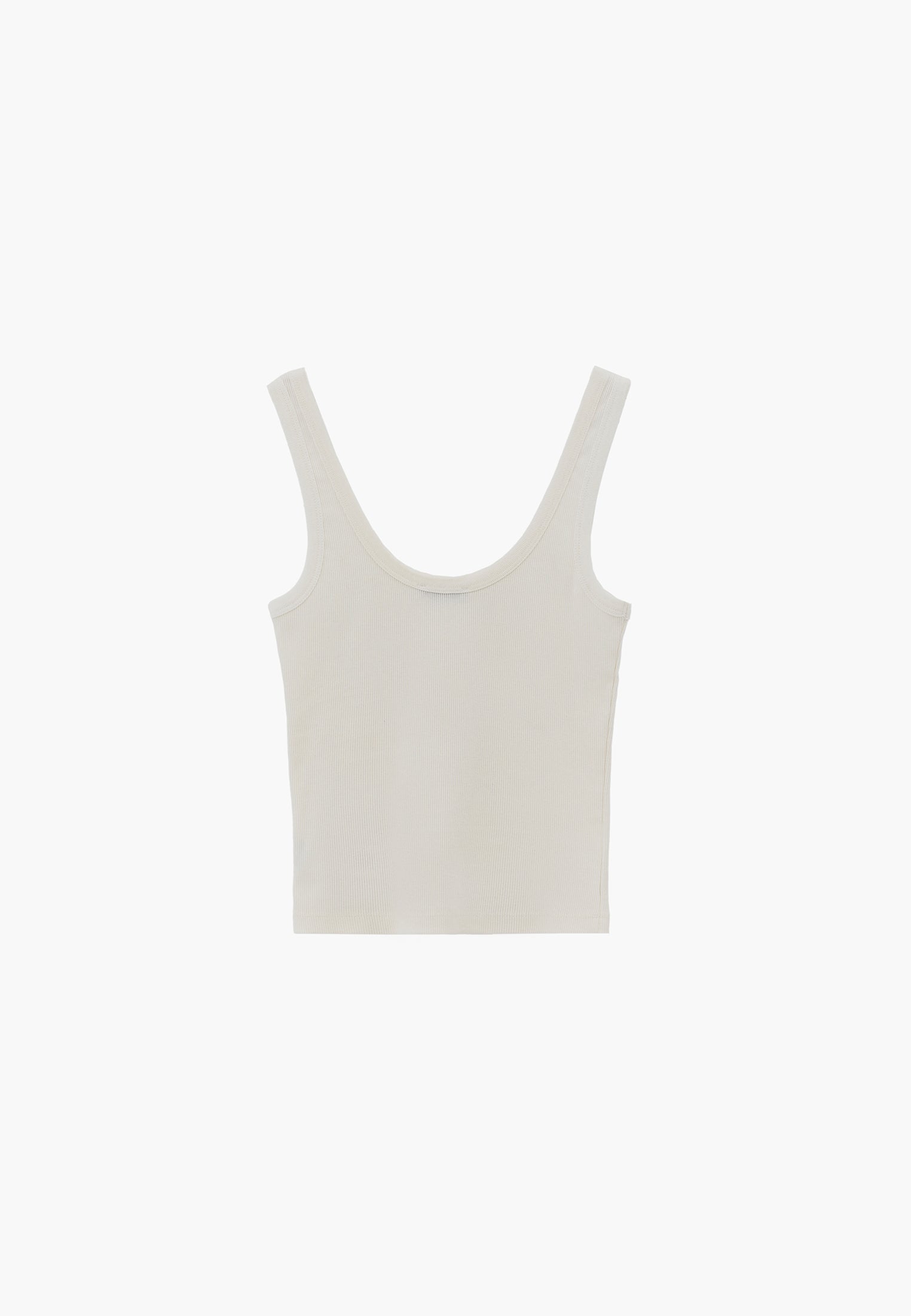 U Neck Bodycon Ribbed Tank Top - ICE MILK