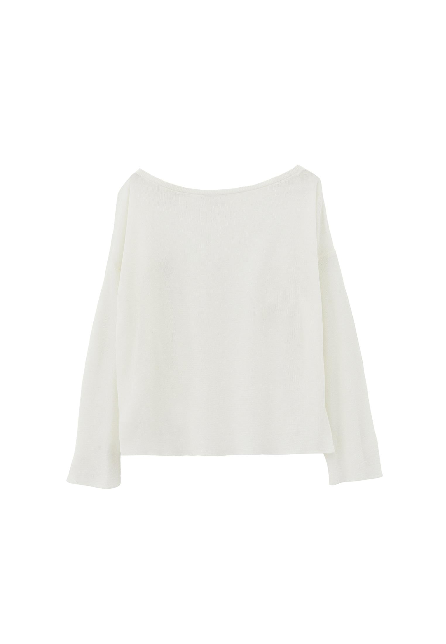 Boat Neck Long Sleeve Sweater - ICE MILK