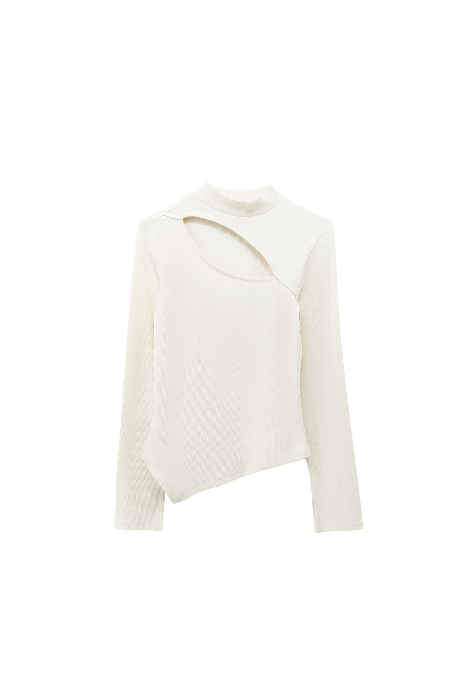 Long Sleeve T-Shirt With Cut Out Details - ICE MILK
