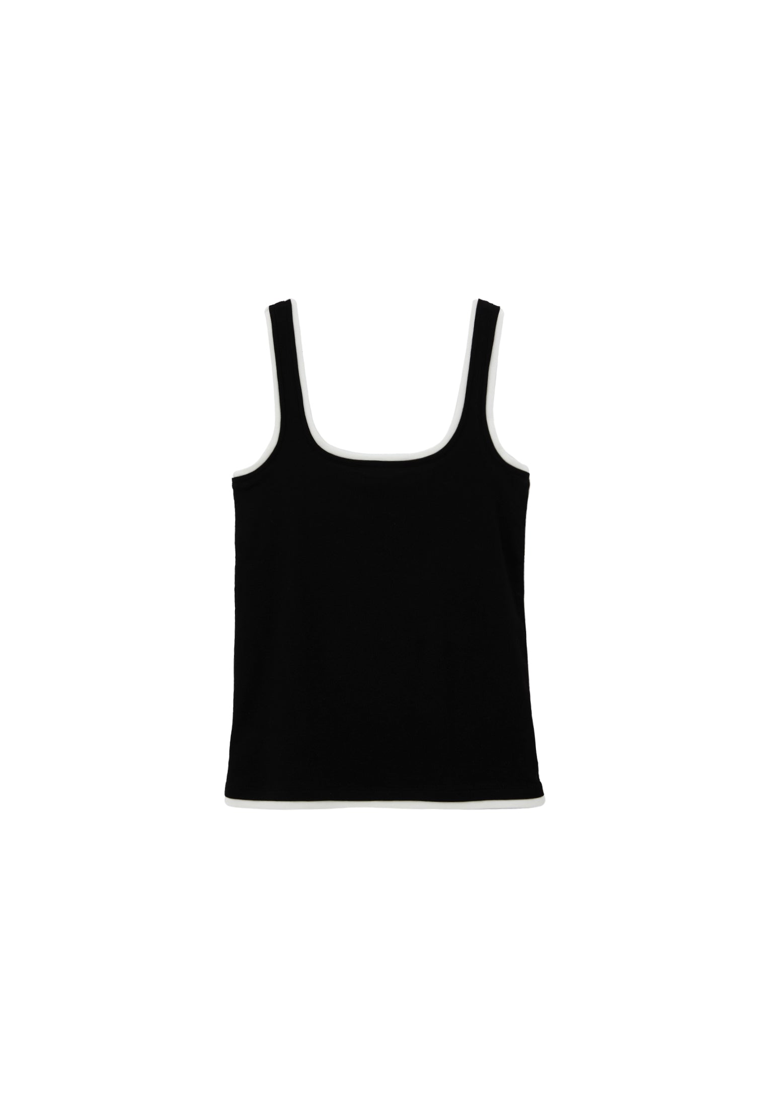 Square Neck Sleeveless Standard Tank Top - BLACK/ICE MILK