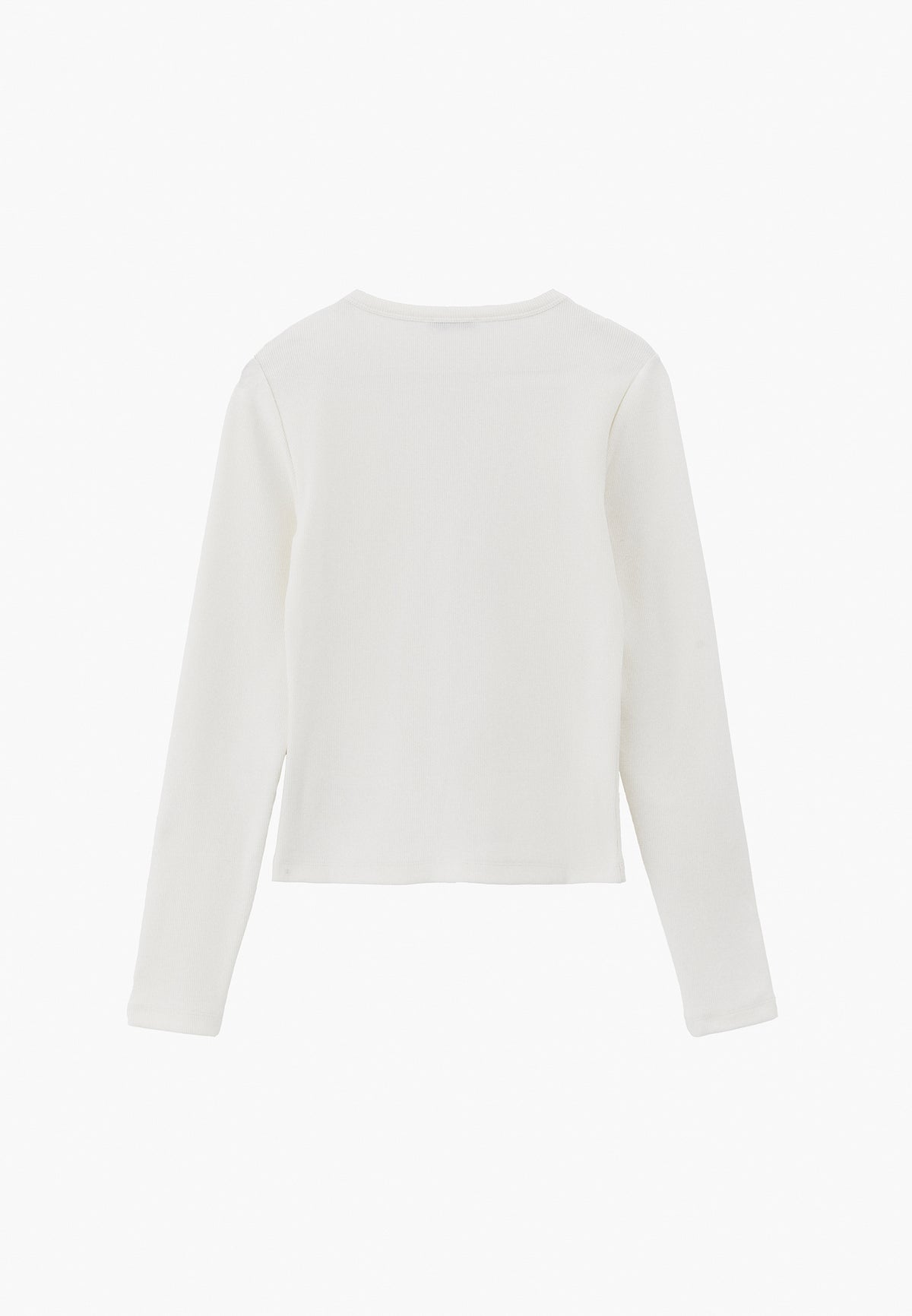 Crew Neck Long Sleeve Zip Detailed Bodycon T-Shirt - ICE MILK