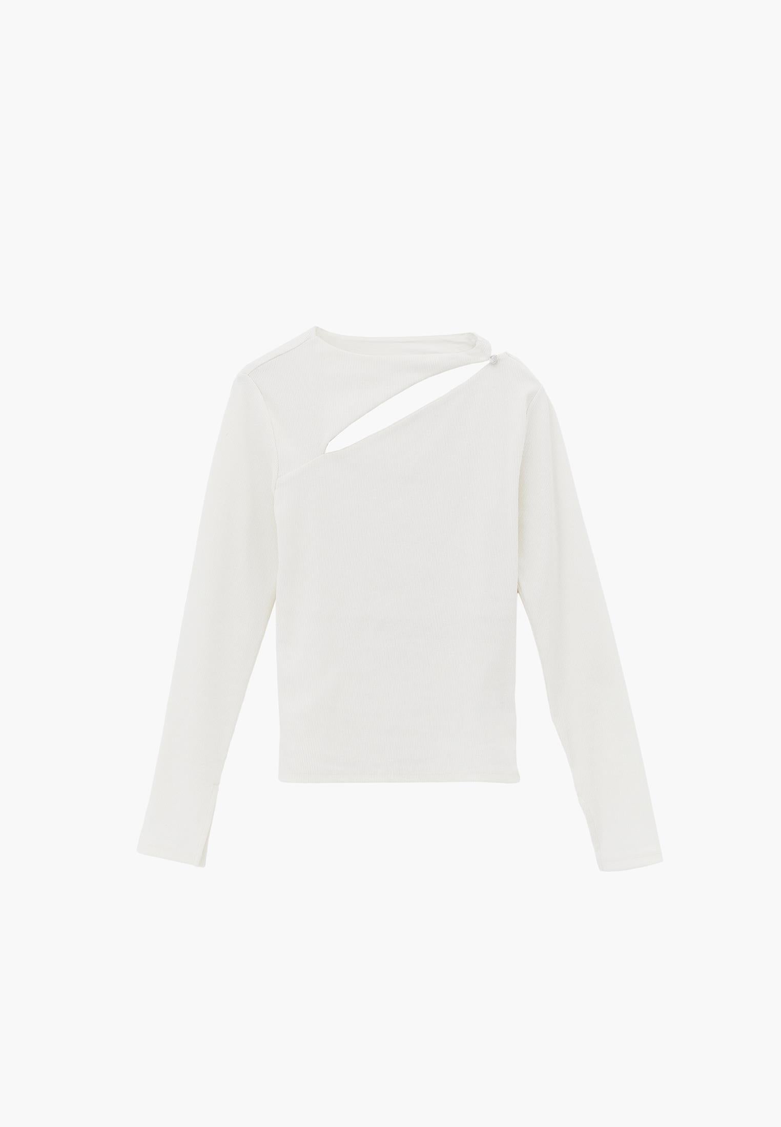Asymmetric Cutout Long Sleeve Bodycon T-Shirt - ICE MILK