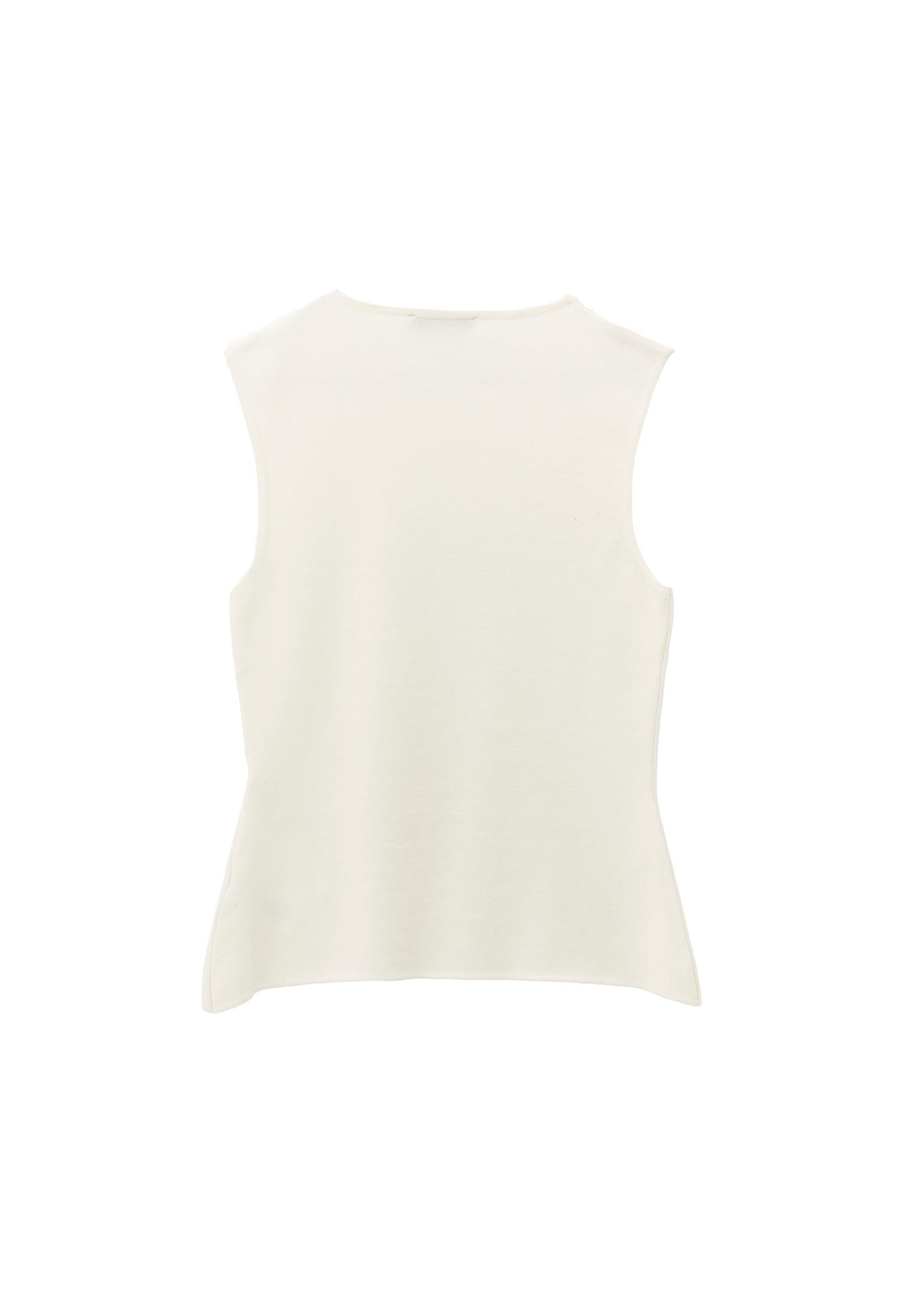 Sleeveless Tank Top With Button Details And Crew Neck - ICE MILK