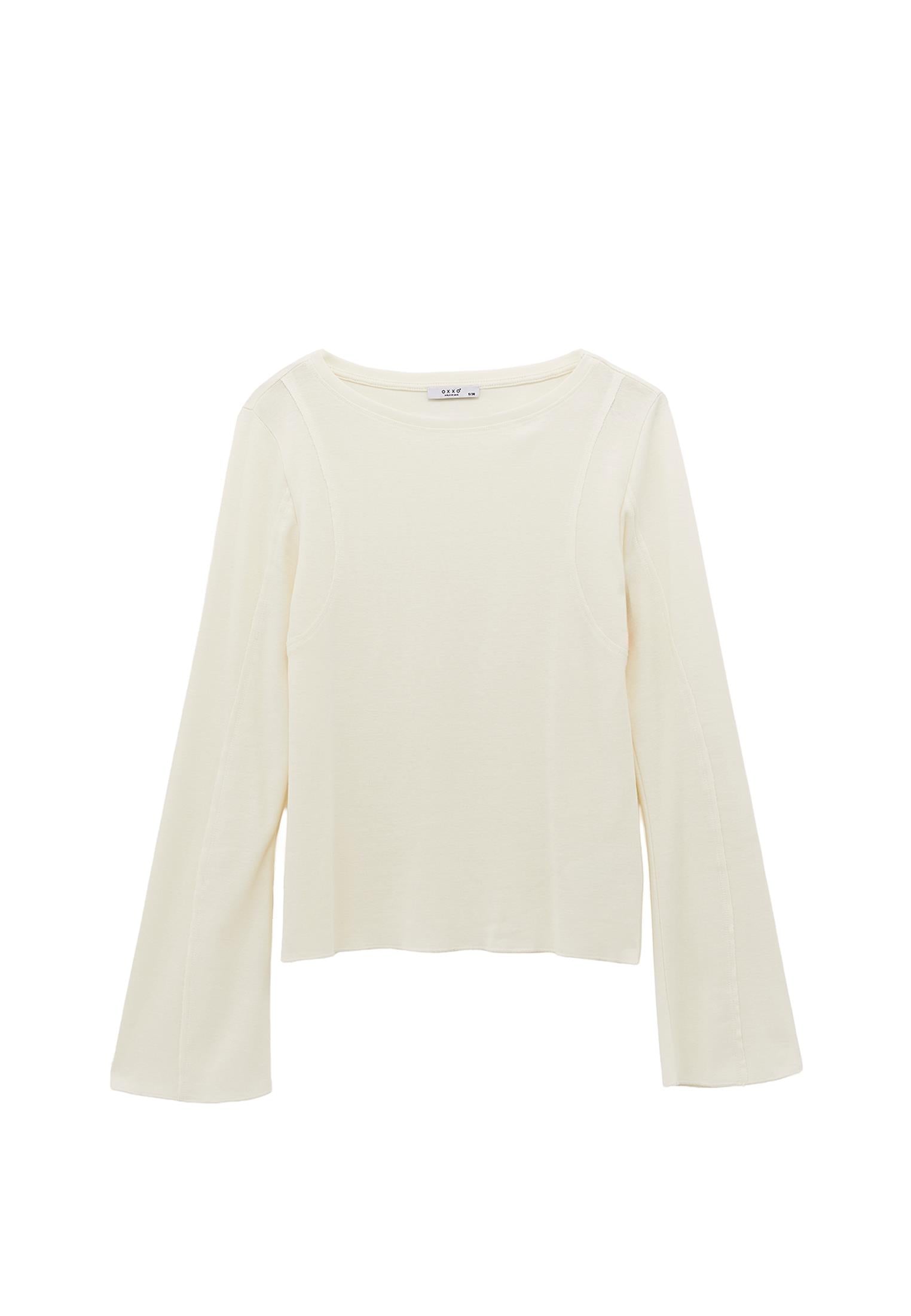 Boat Neck Slim T-Shirt - ICE MILK