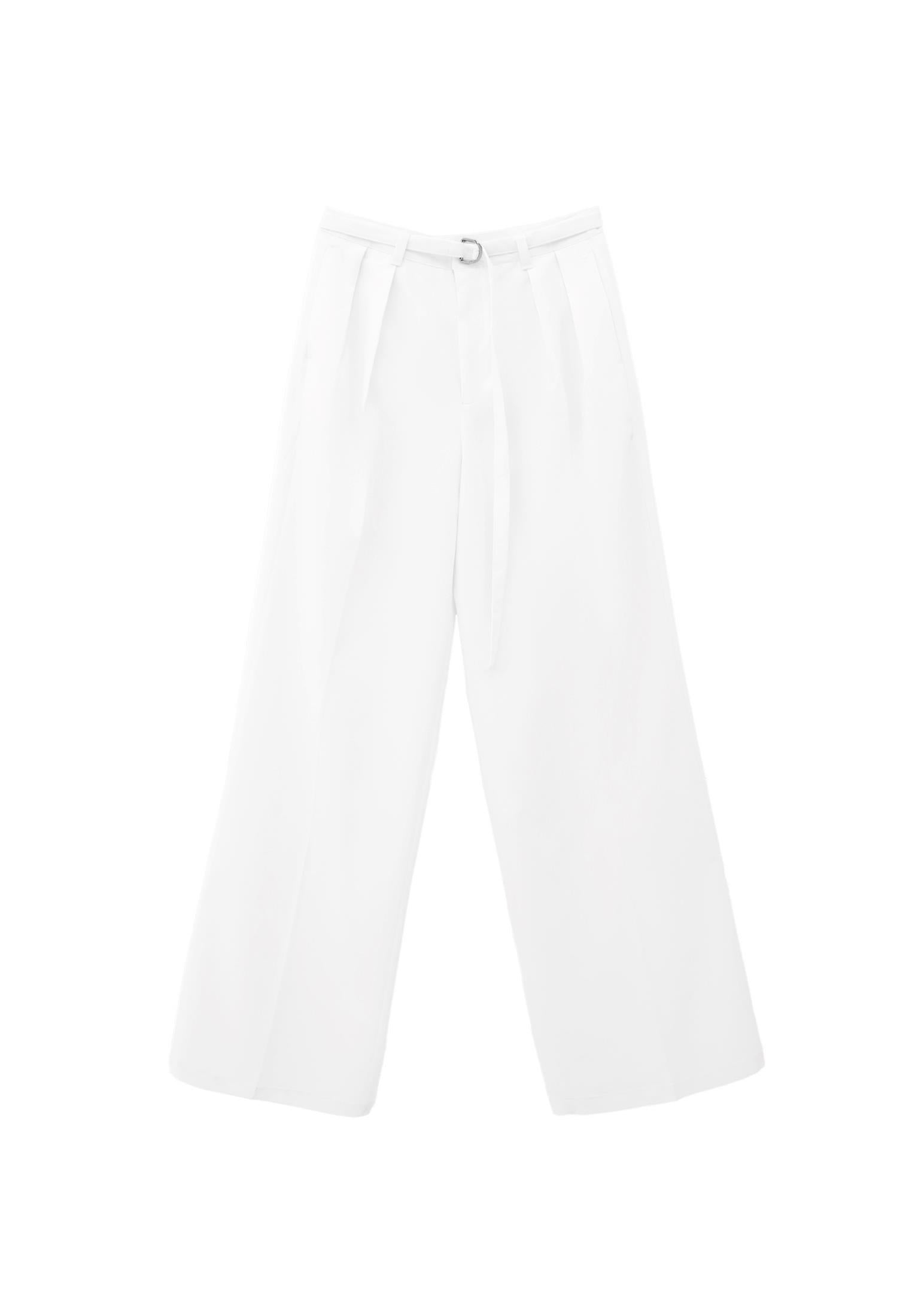 High Waist Wide Leg Pants - ICE MILK