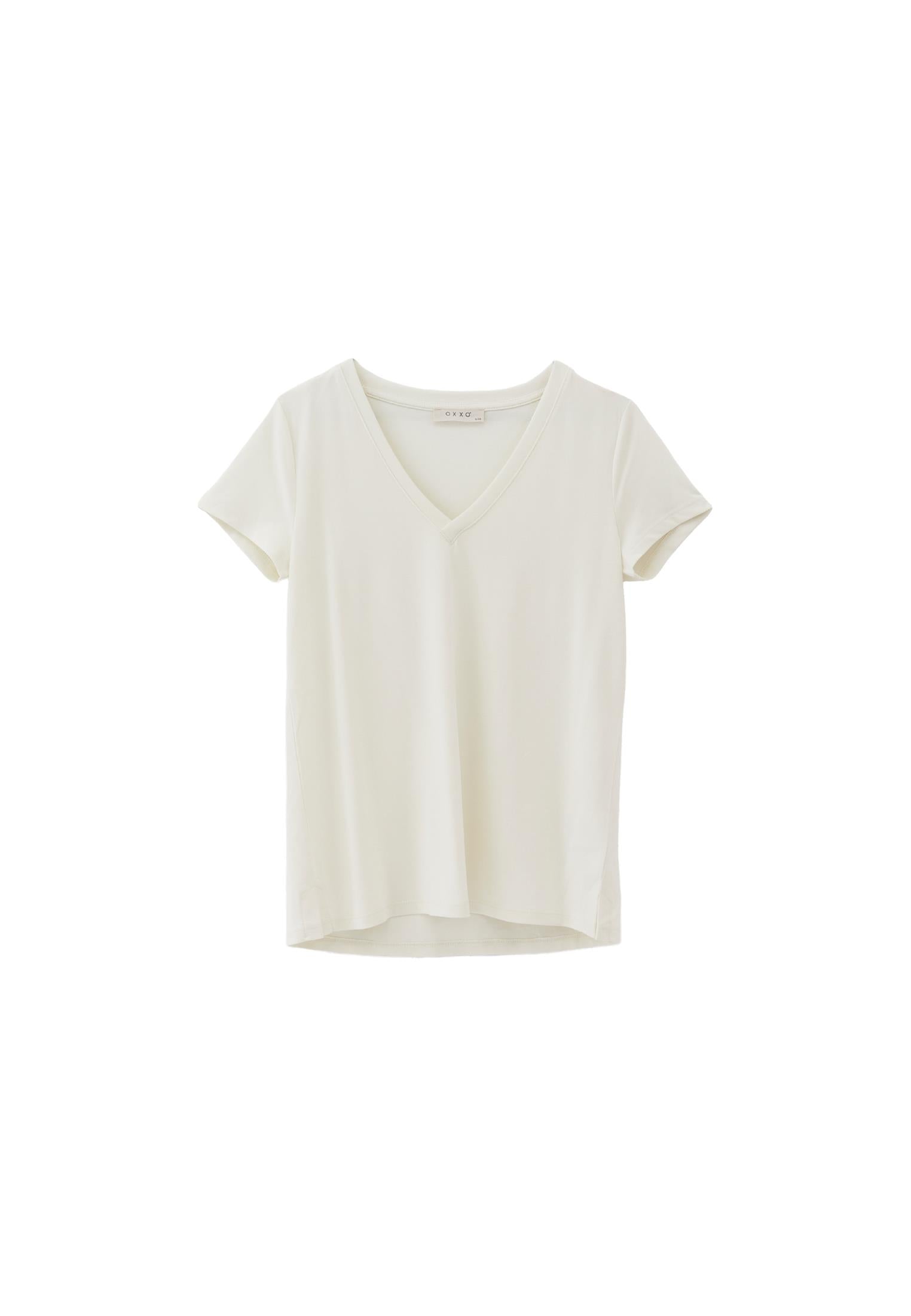 V Neck Loose Fit T-Shirt - ICE MILK