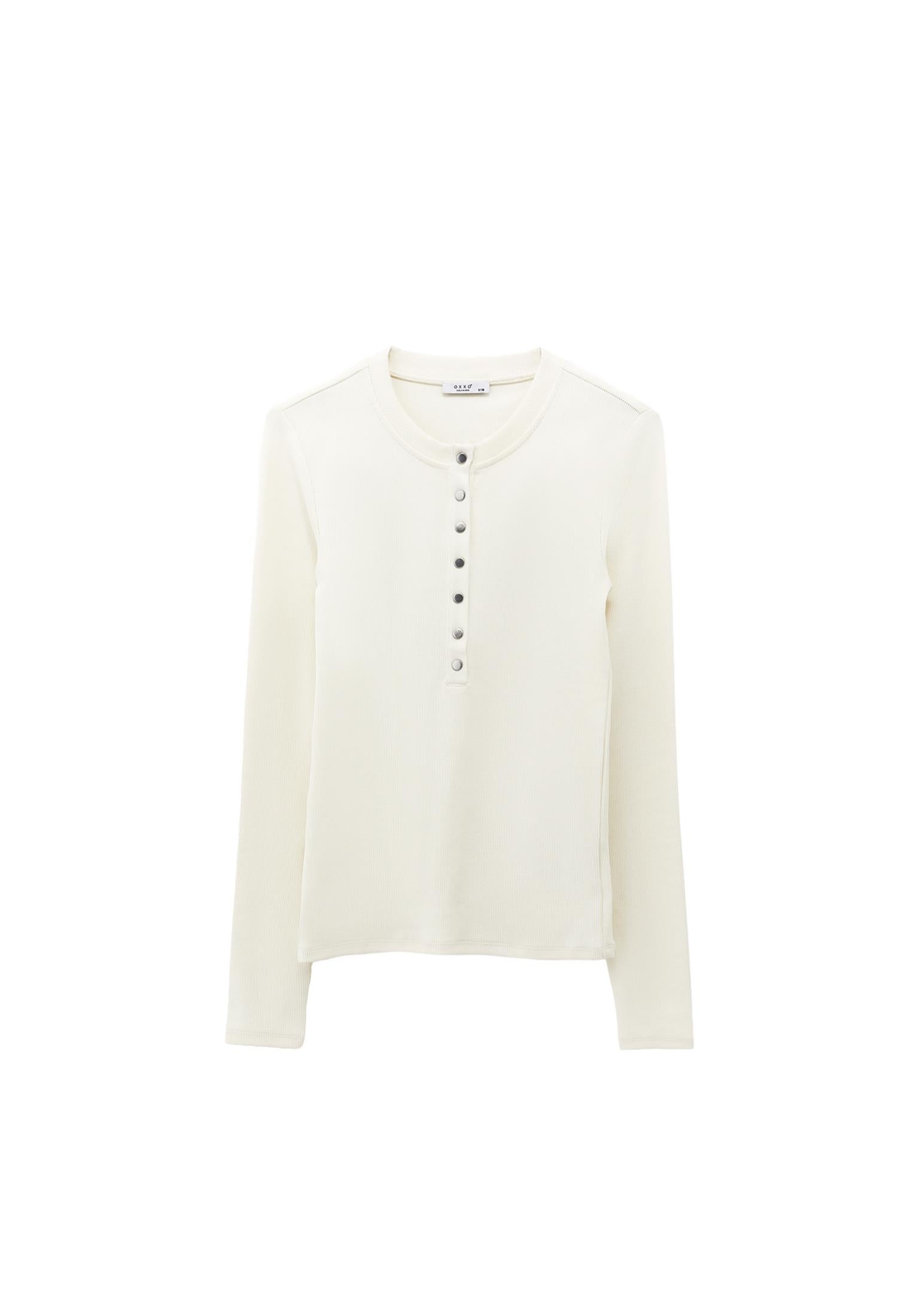 Long Sleeve Crew Neck Bodycon T-Shirt - ICE MILK