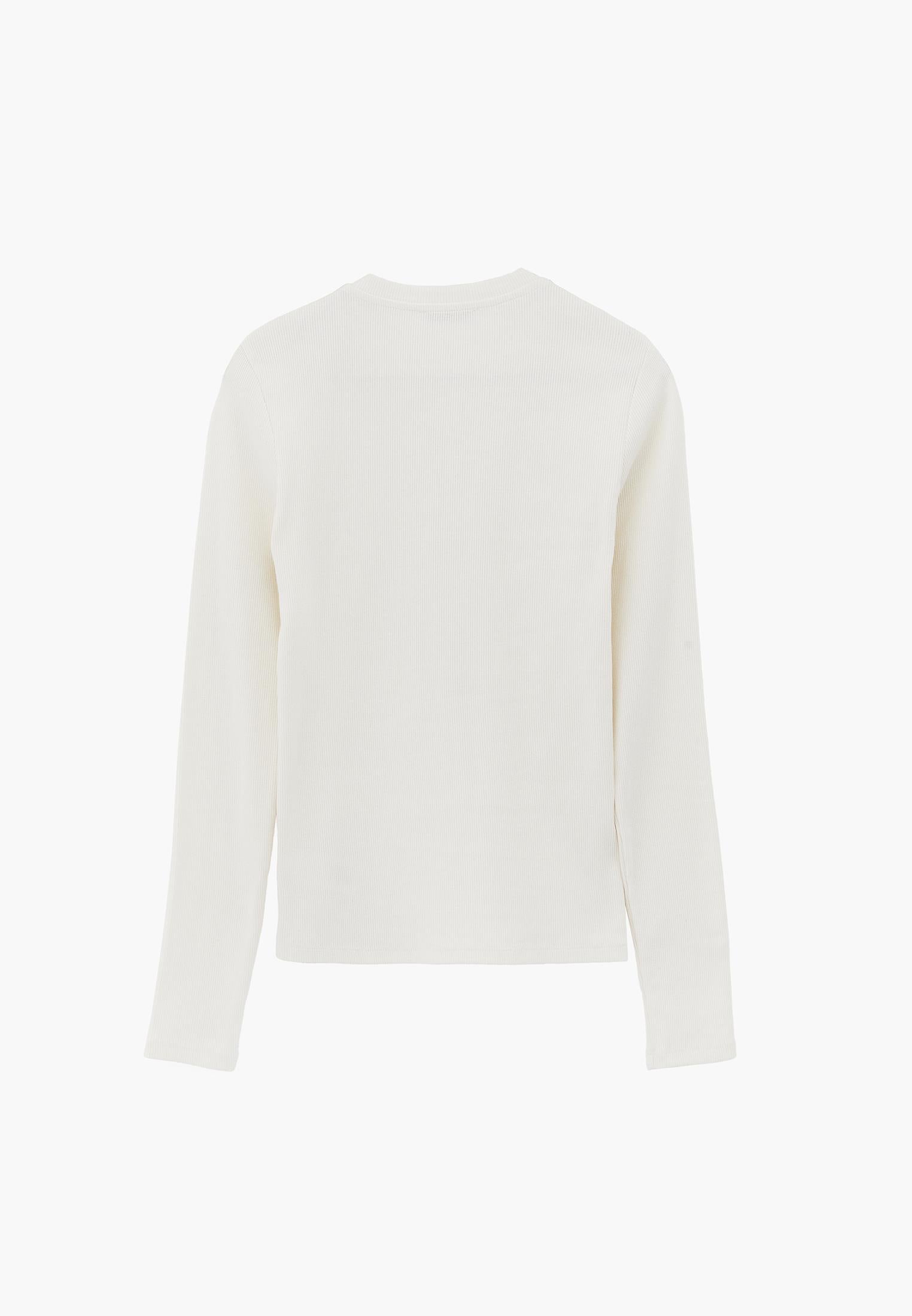 Crew Neck Long Sleeve T-Shirt - ICE MILK
