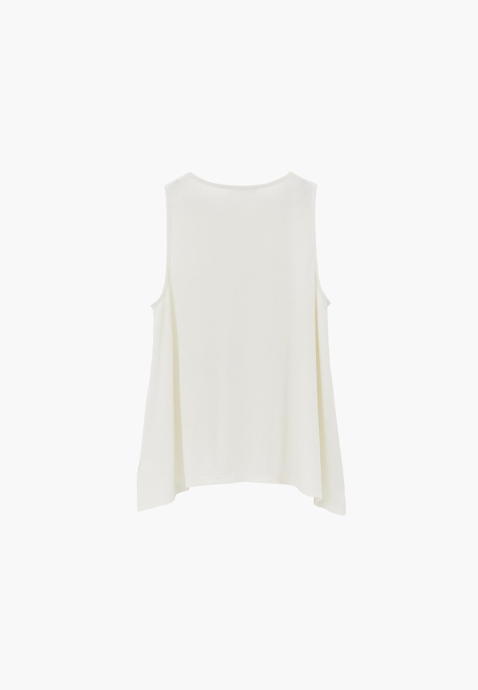 Crew Neck Loose Fit Tank Top - ICE MILK