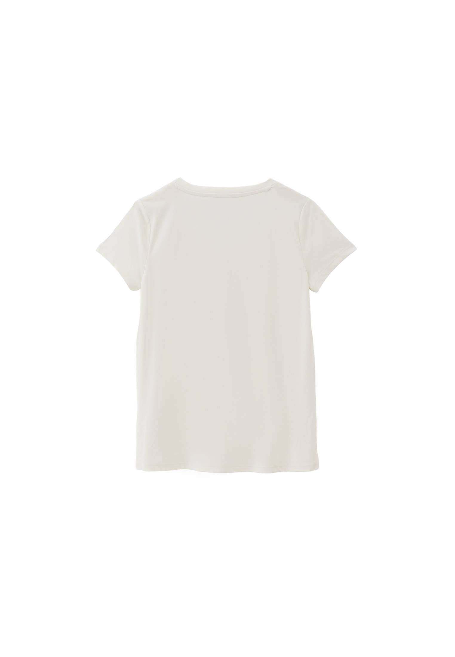 V Neck Short Sleeve T-Shirt - ICE MILK