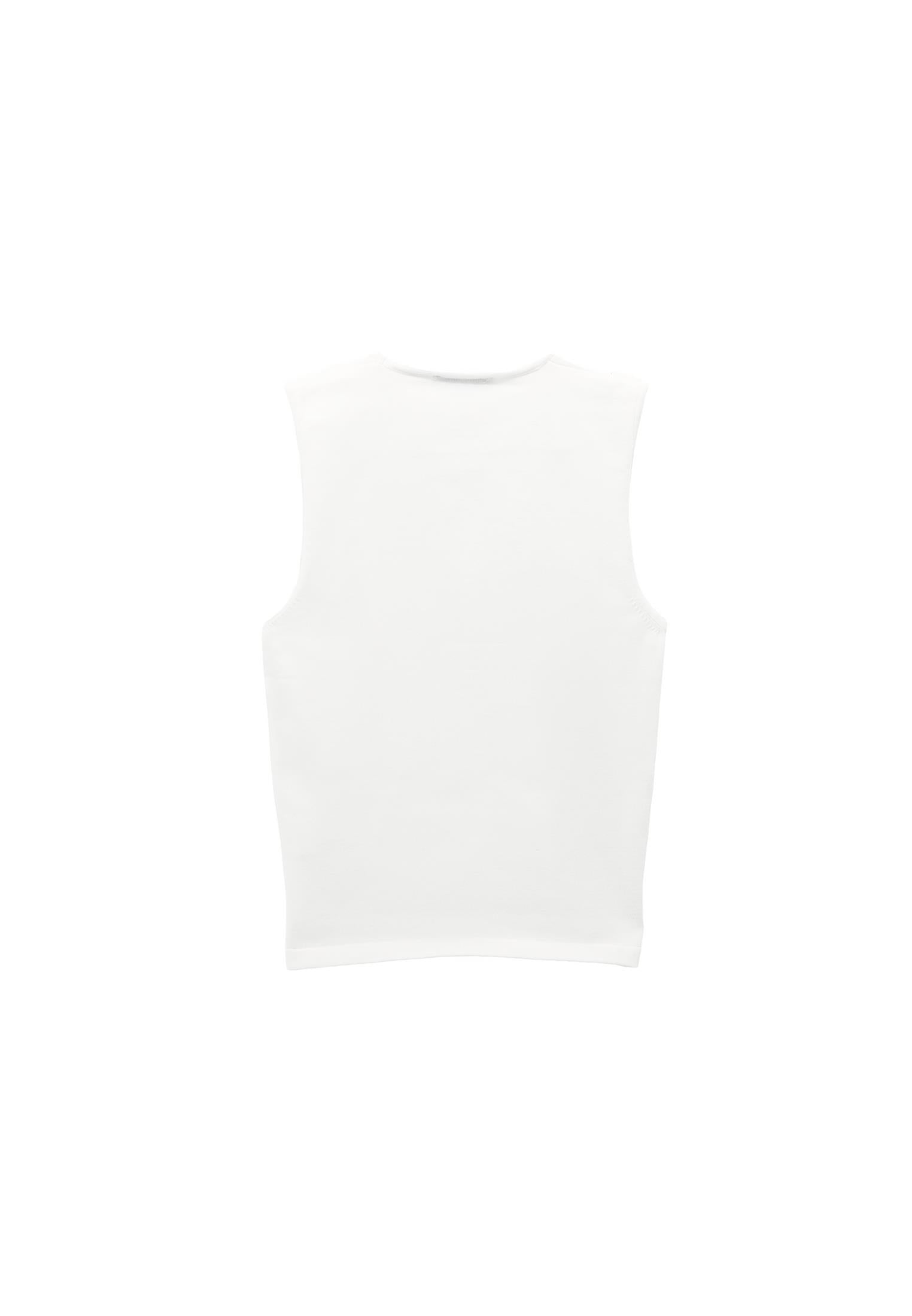 V Neck Ruched Tank Top - ICE MILK