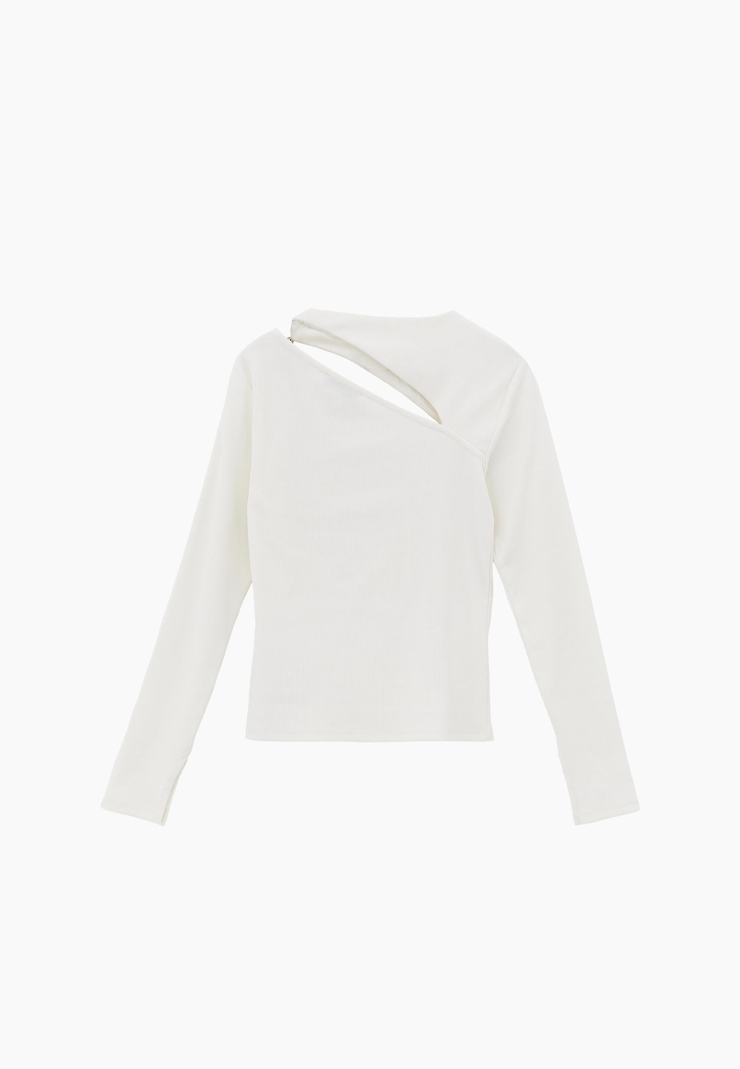 Asymmetric Cutout Long Sleeve Bodycon T-Shirt - ICE MILK