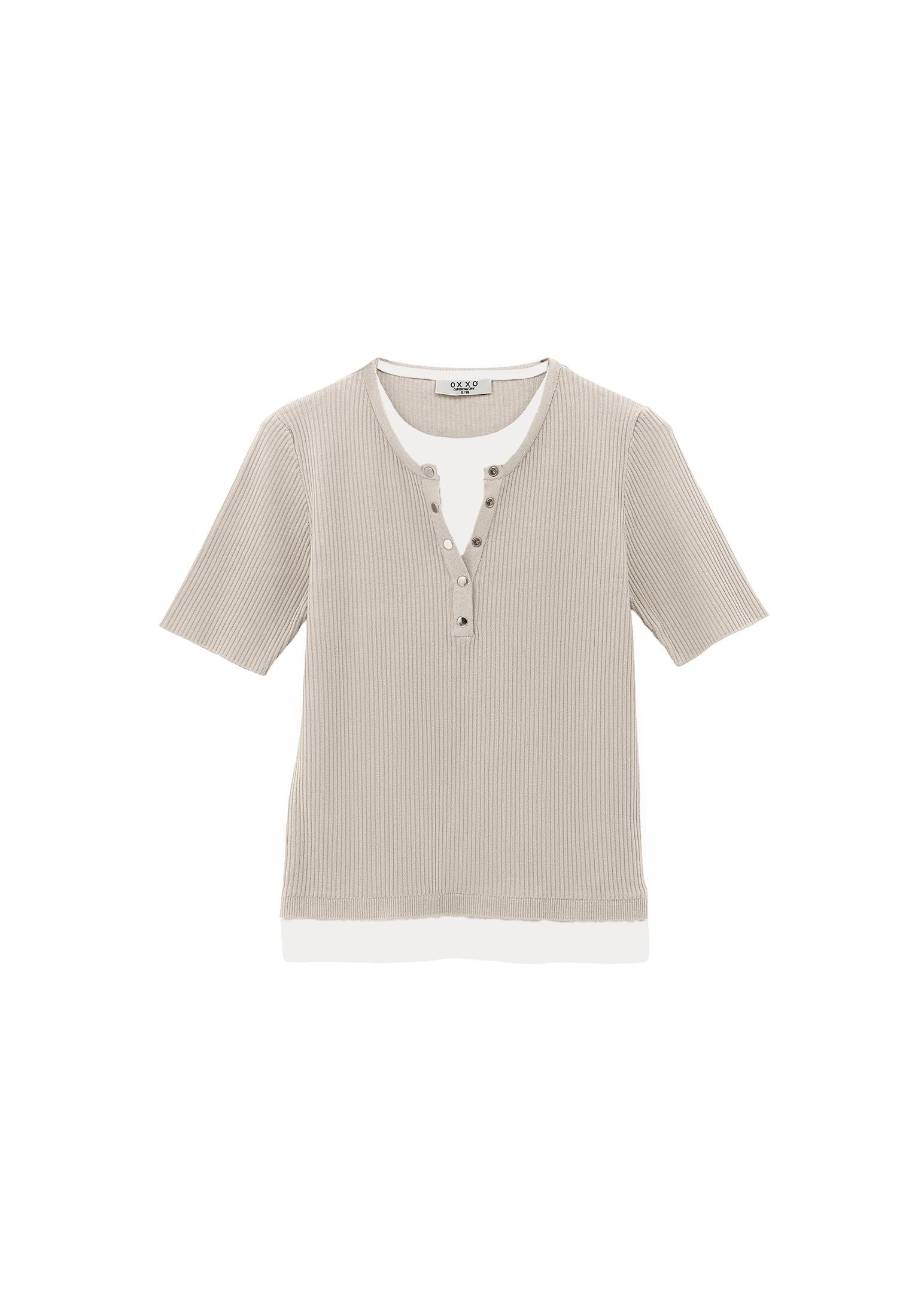 Comfortable Crew Neck T-Shirt - FEATHER GRAY / ICE MILK