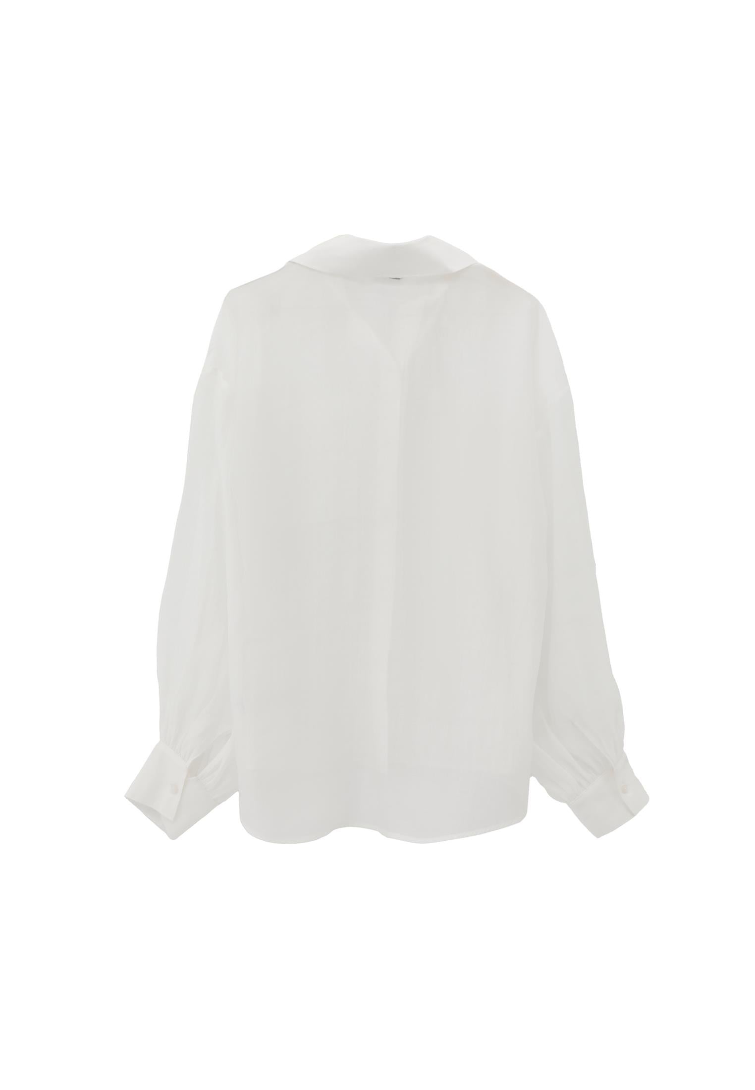 Loose Shirt With Balloon Sleeves And Pocket Detail - ICE MILK