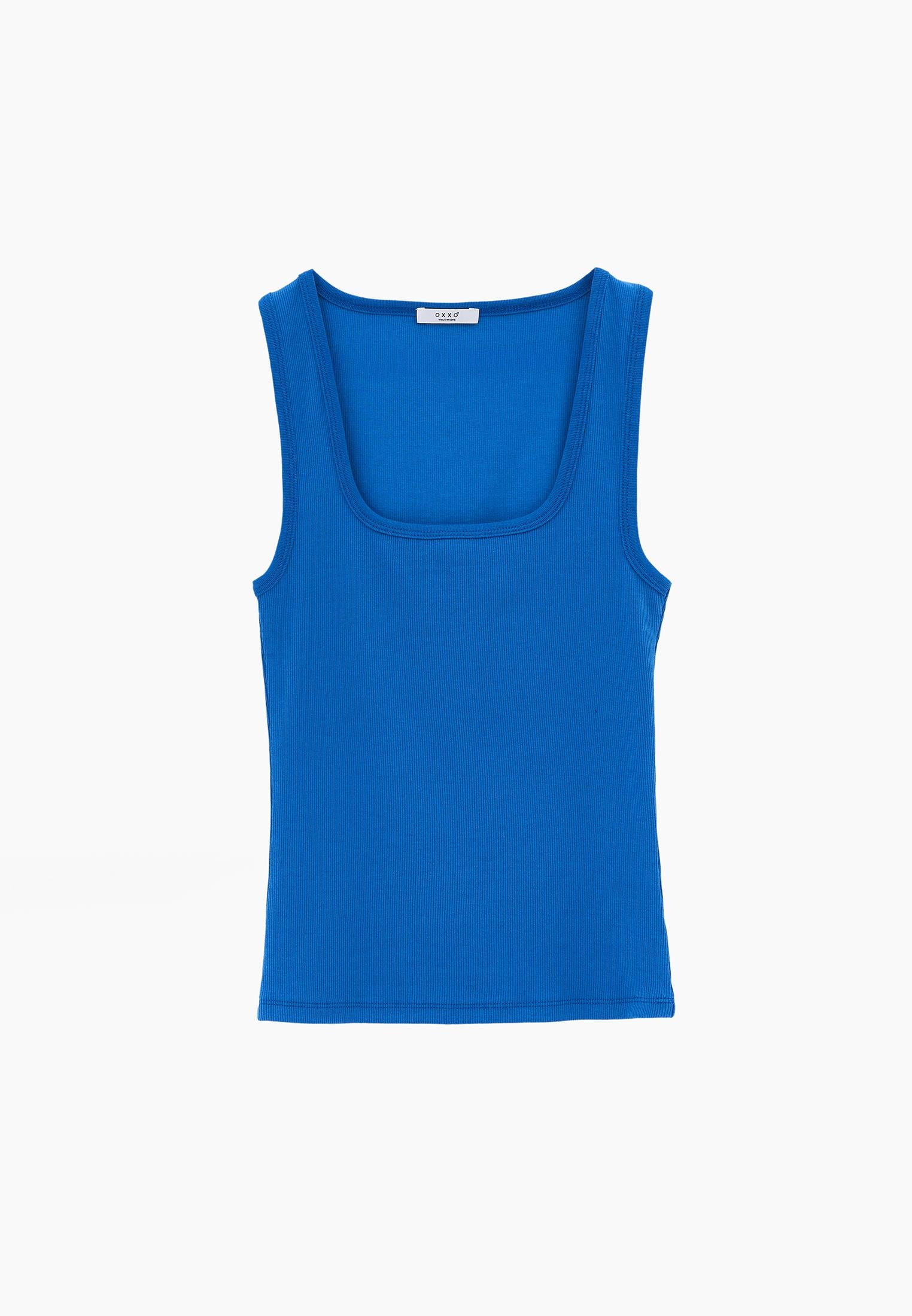 Square Neck Bodycon Tank Top - INDIGO BUNTING